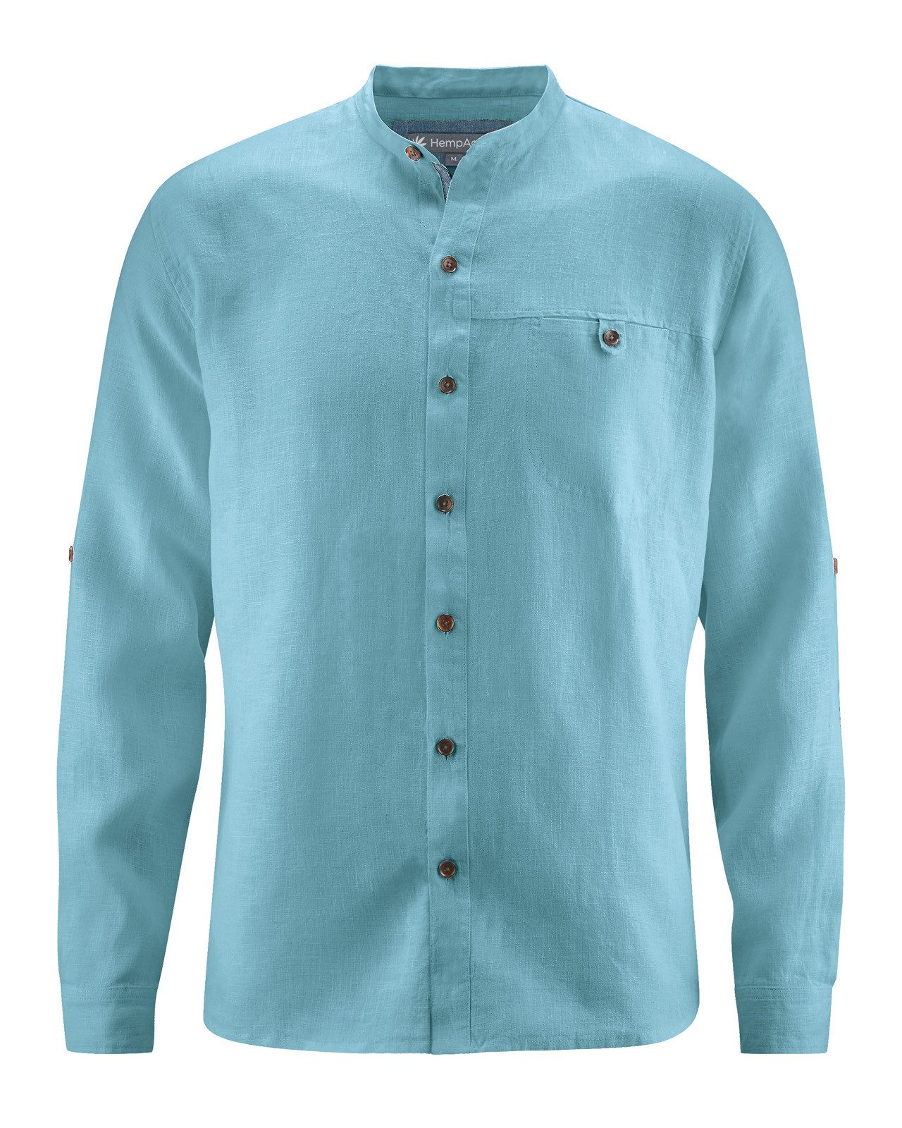 HempAge Langarmhemd Stehkragen-Freizeithemd aus 100% reinem Hanf - Casual Fit