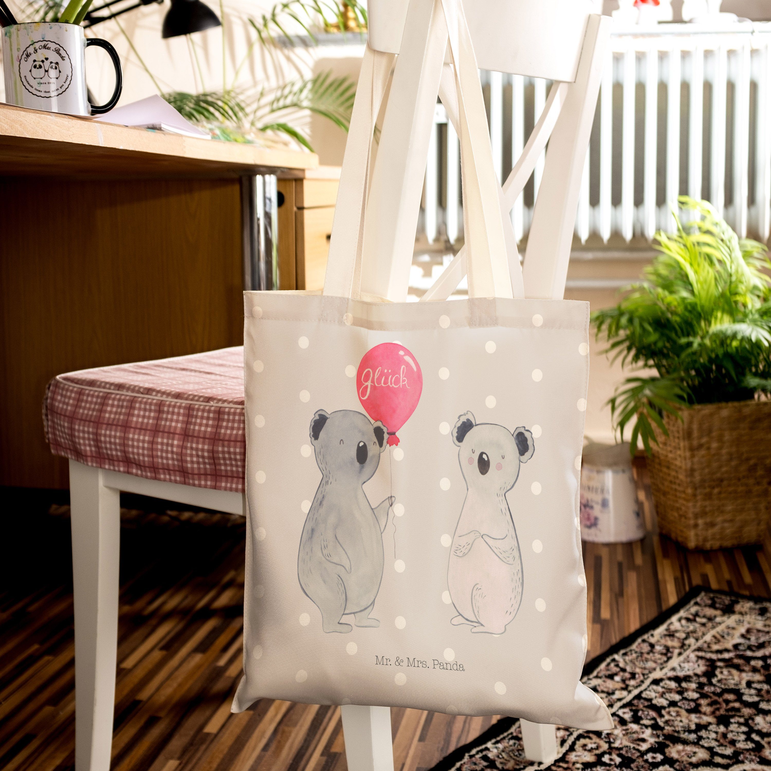 Mrs. Einkaufstasche, Panda Luftballon Tragetasche Geschenk, (1-tlg) Mr. - Grau Tragetasc Koala - Pastell &