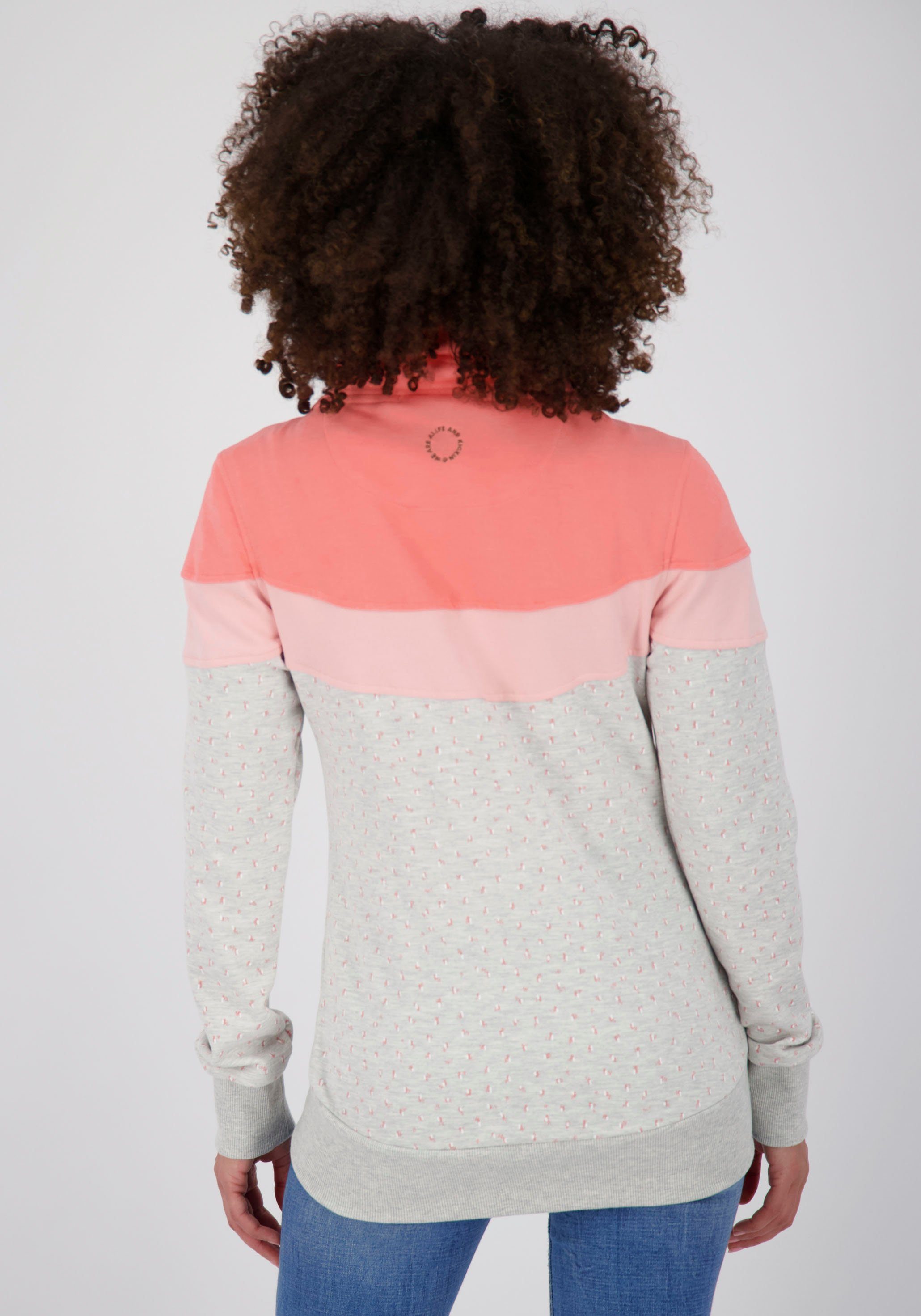 mit Sweatshirt Stehkragen hohem und peach & sportive Sweatjacke B ValinaAK Alife Kontrastdetails Kickin