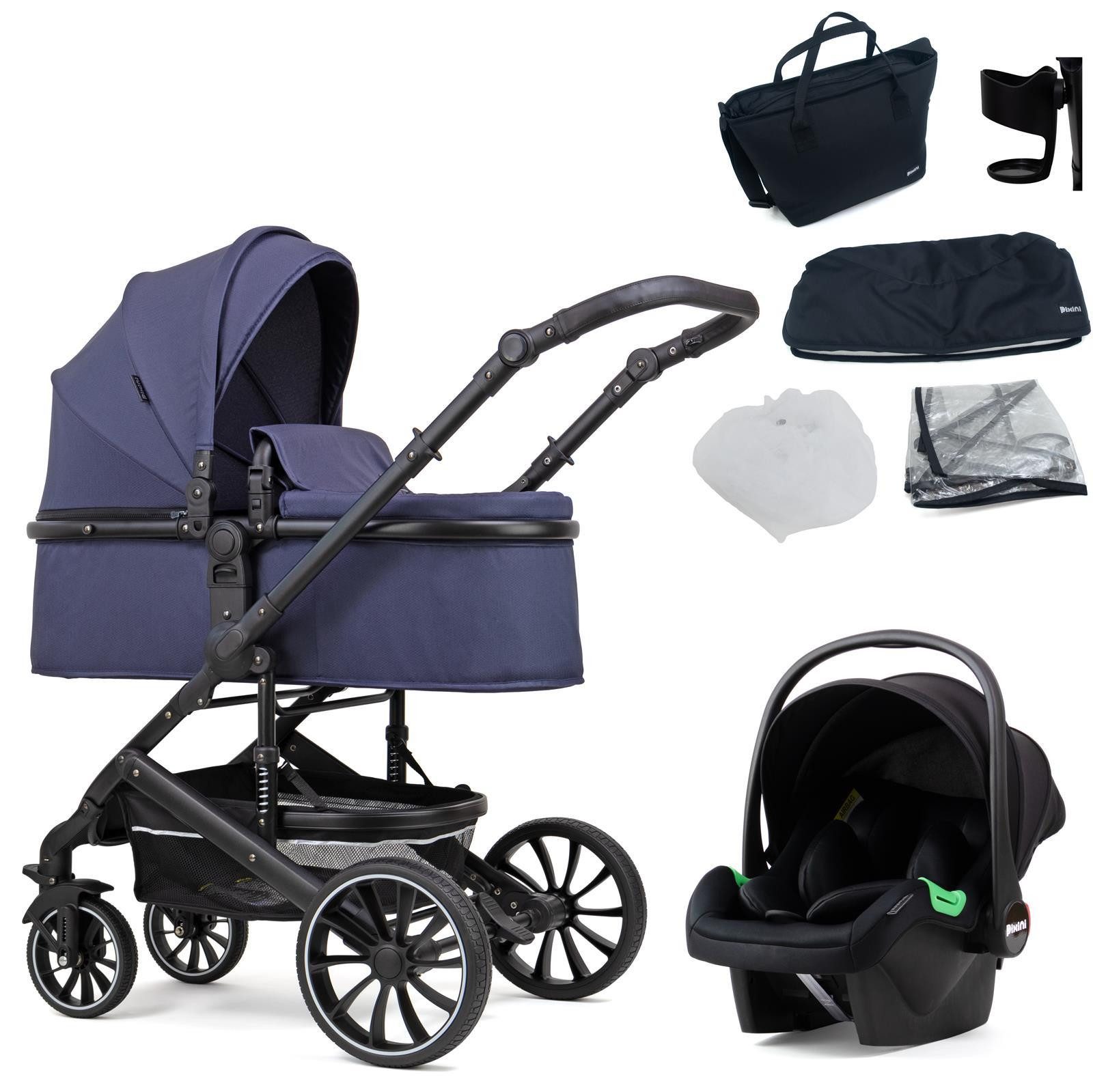 Pixini Kombi-Kinderwagen Pixini Kalani Kinderwagen 3in1 Set, Sicherheitsbügel