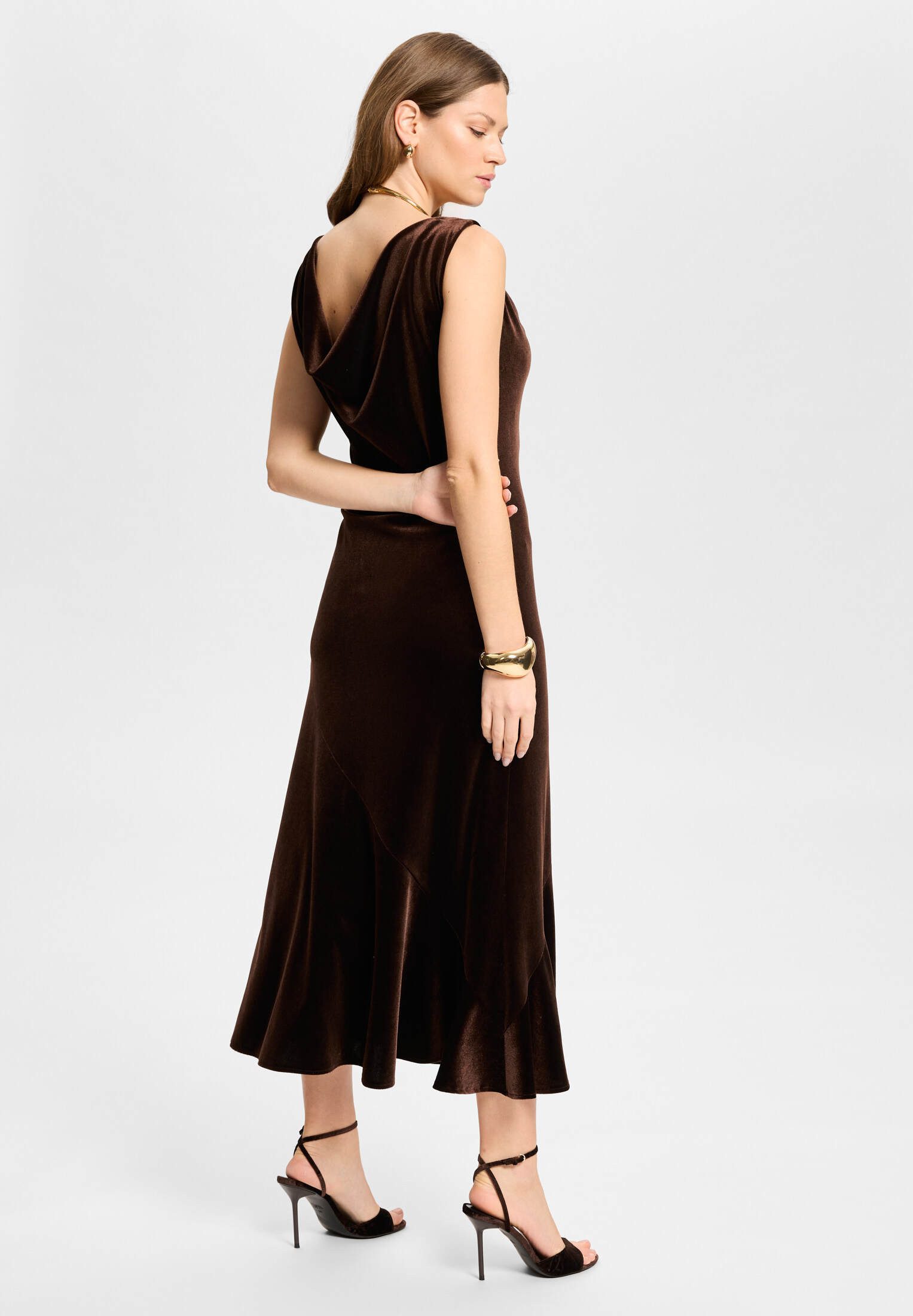SWING Abendkleid - Abendkleid aus Samt mit Wasserfallausschnitt