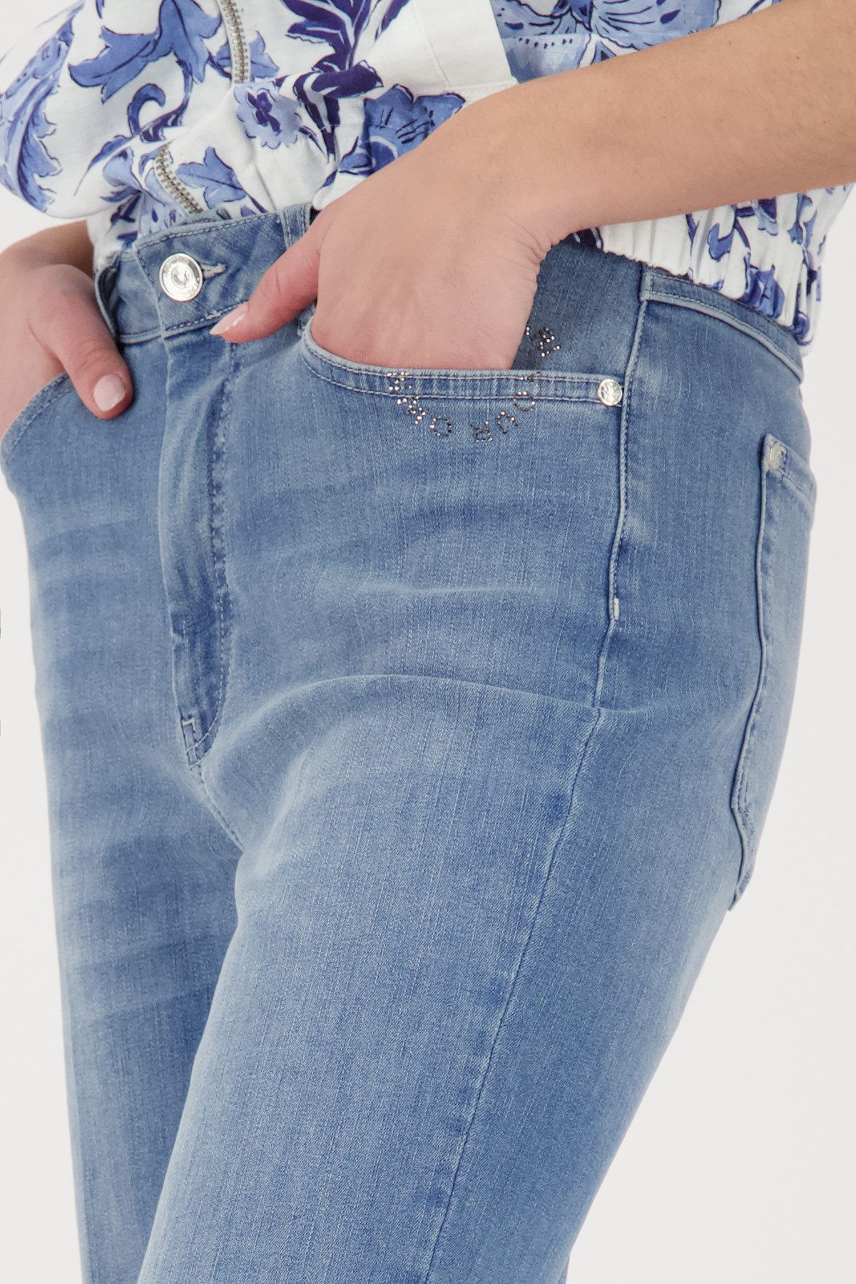 Monari 7/8-Hose Regular fit mit Strassdetail