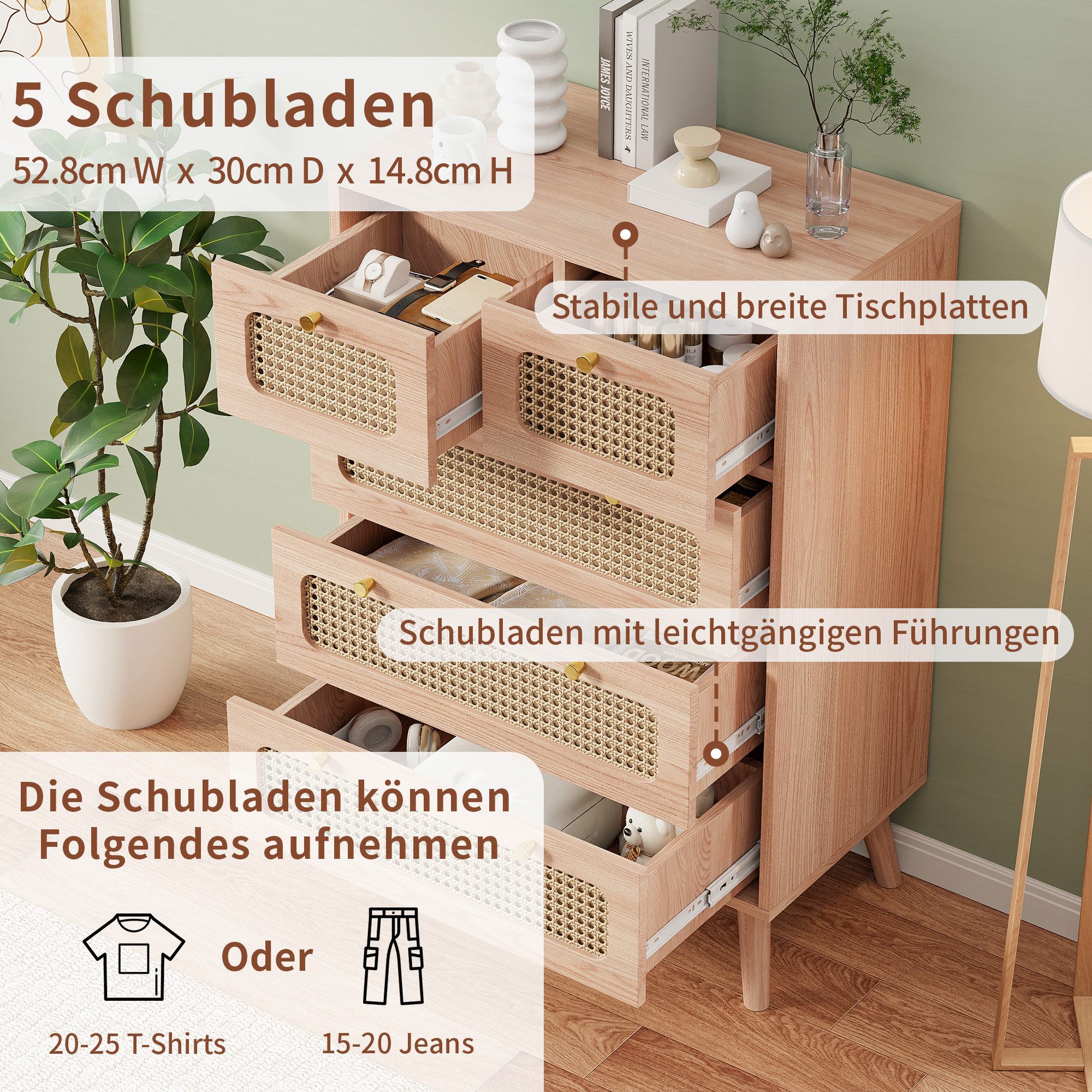 FUROKOY Sideboard Kommode Nachtschrank Wohnzimmerschrank Schubladenschrank, günstig online kaufen