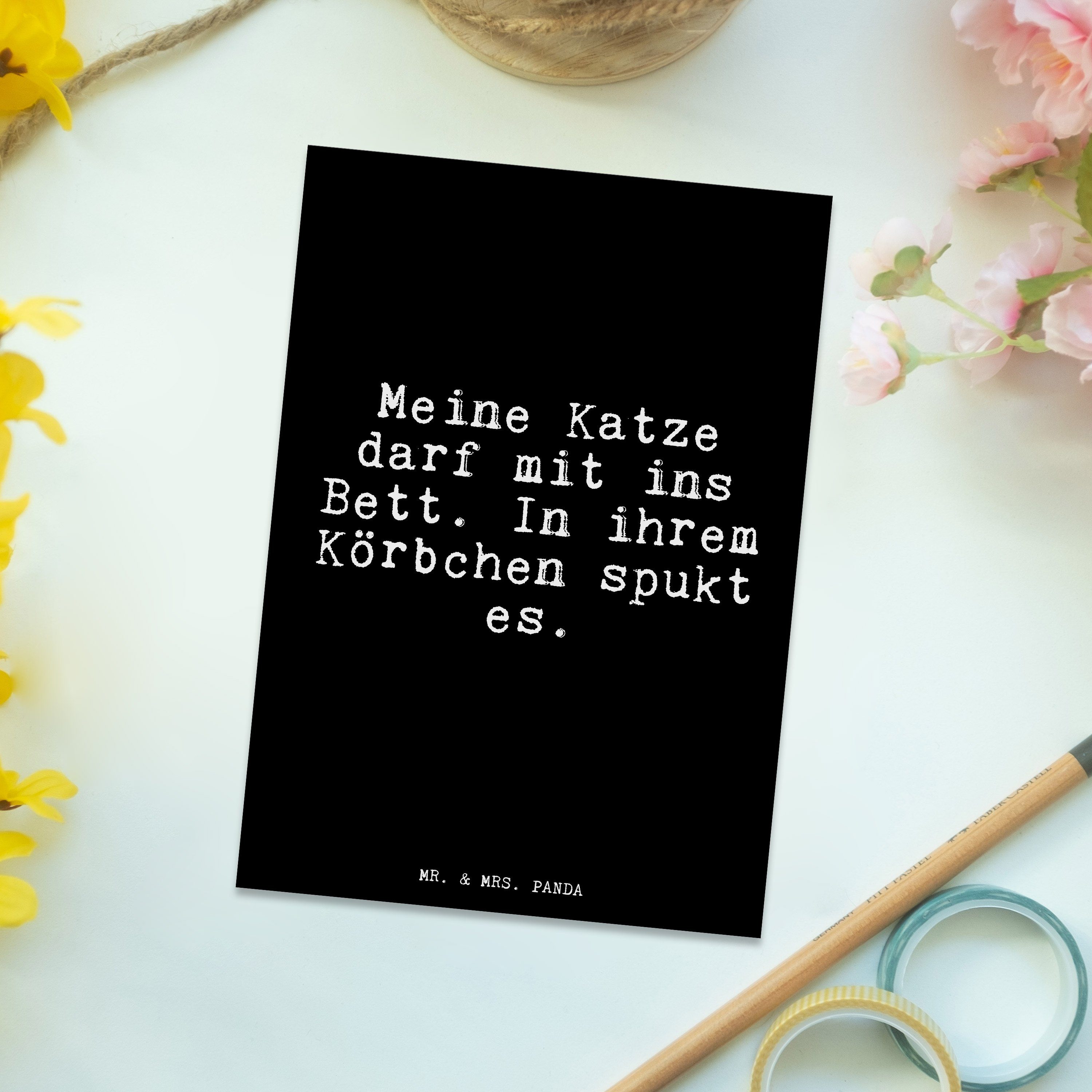 Meine Postkarte Panda darf & Geschenk, Spruch mit... Schwarz Mrs. Freundin, - Mr. Glizer - Katze