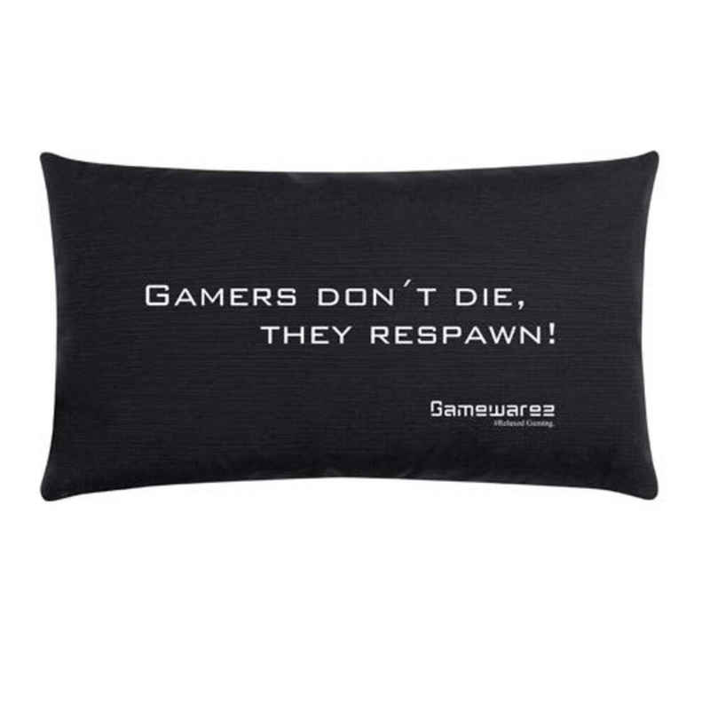 GAMEWAREZ Sitzsack Gaming Kissen "Gamers don´t die, they respawn!", schwarz, 30x50cm