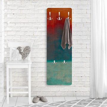 Bilderdepot24 Garderobenpaneel rot Abstrakt Kunst Zuhause am Meer Design (ausgefallenes Flur Wandpaneel mit Garderobenhaken Kleiderhaken hängend), moderne Wandgarderobe - Flurgarderobe im schmalen Hakenpaneel Design