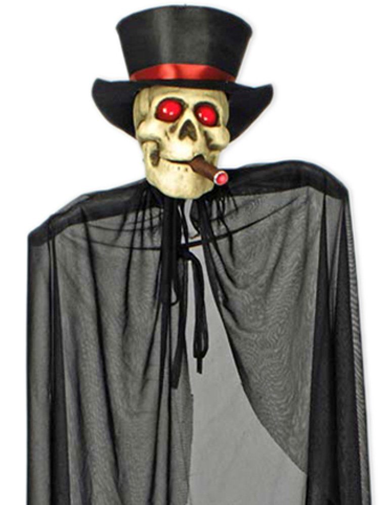 Das Kostümland Dekofigur Halloween Geister Figur mit Zylinder und glühender Zigarre - 150 cm