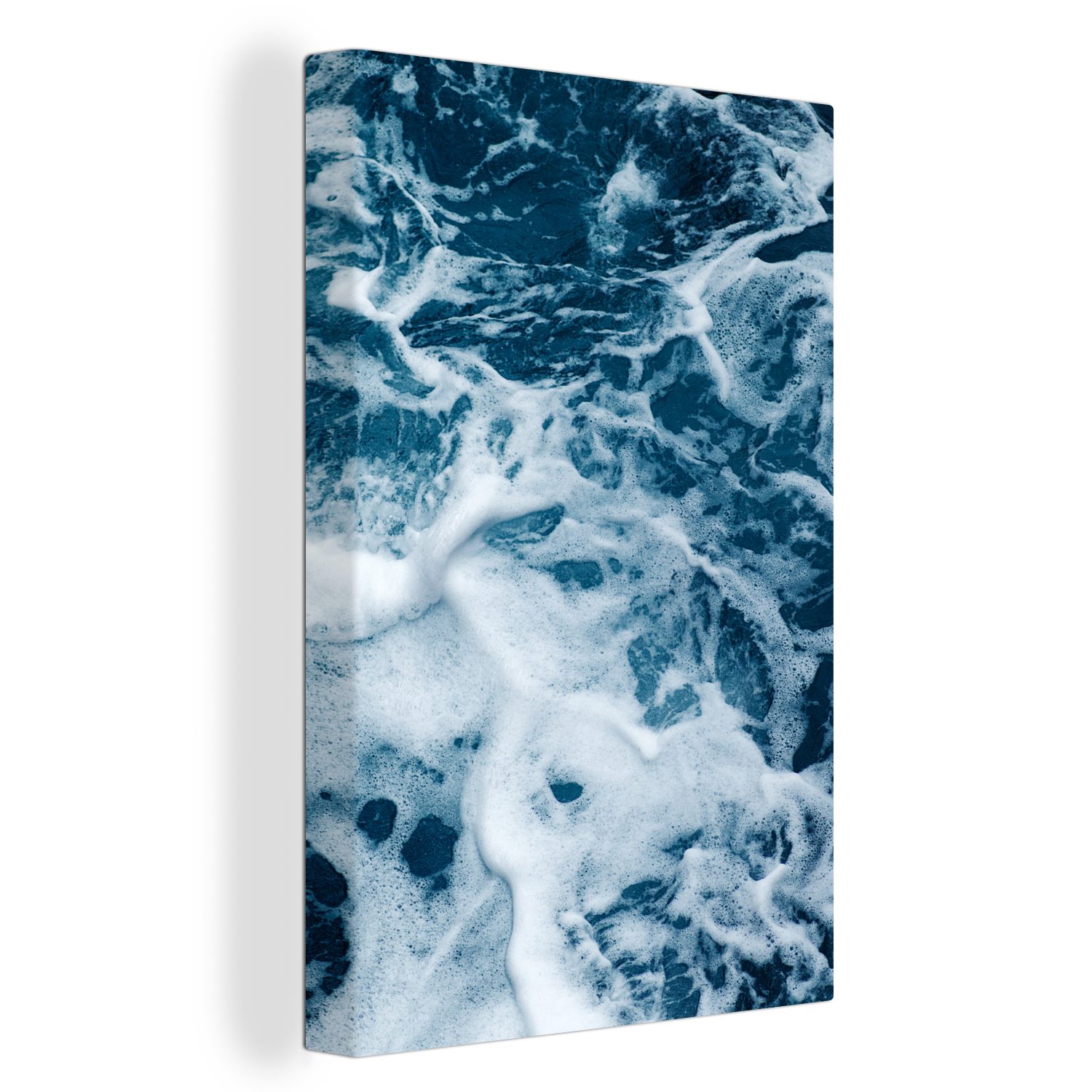 OneMillionCanvasses® Leinwandbild Wellen - Wasser - Meer - Schaum, (1 St), Leinwandbild fertig bespannt inkl. Zackenaufhänger, Gemälde, 20x30 cm