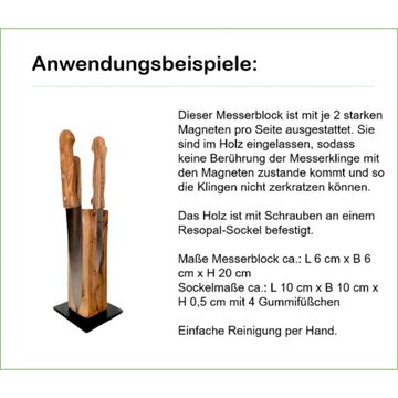 Olivenholz-erleben Magnet-Messerblock Messerblock TOWER aus Olivenholz, Magnetleiste (1tlg), schonen Messerklingen