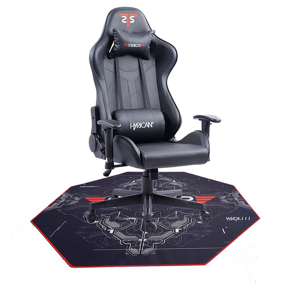 Hyrican Gaming-Stuhl Striker Gaming-Stuhl "Copilot" Gamingstuhl + Stuhlunterlage (Set), Bodenschutzmatte 1100x1100x2mm