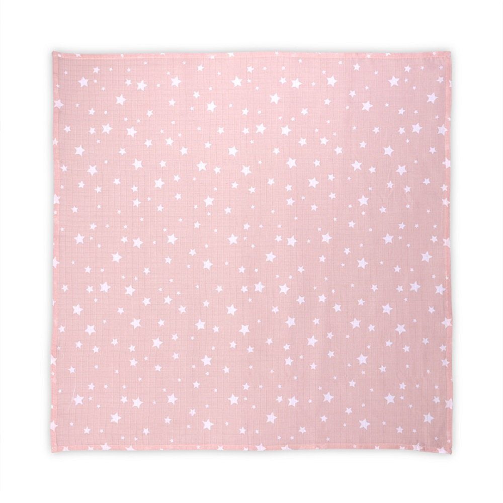 Babydecke Wickeldecke Musselin, Lorelli, Baumwolle, Größe 80 x 80 cm, ab Geburt rosa weiß