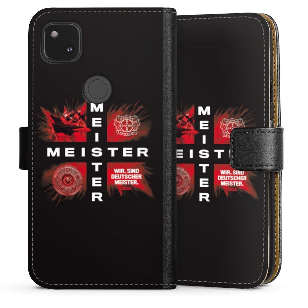 DeinDesign Handyhülle Bayer 04 Leverkusen Meister Offizielles Lizenzprodukt, Google Pixel 4a Hülle Handy Flip Case Wallet Cover Handytasche Leder