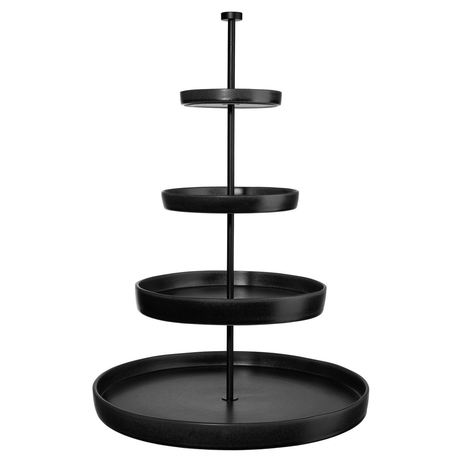 ASA SELECTION Etagere GRANDE NERO, Ø 41 x H 61 cm, Schwarz, 4 Etagen, Eisen, Steingut, Spülmaschinengeeignet