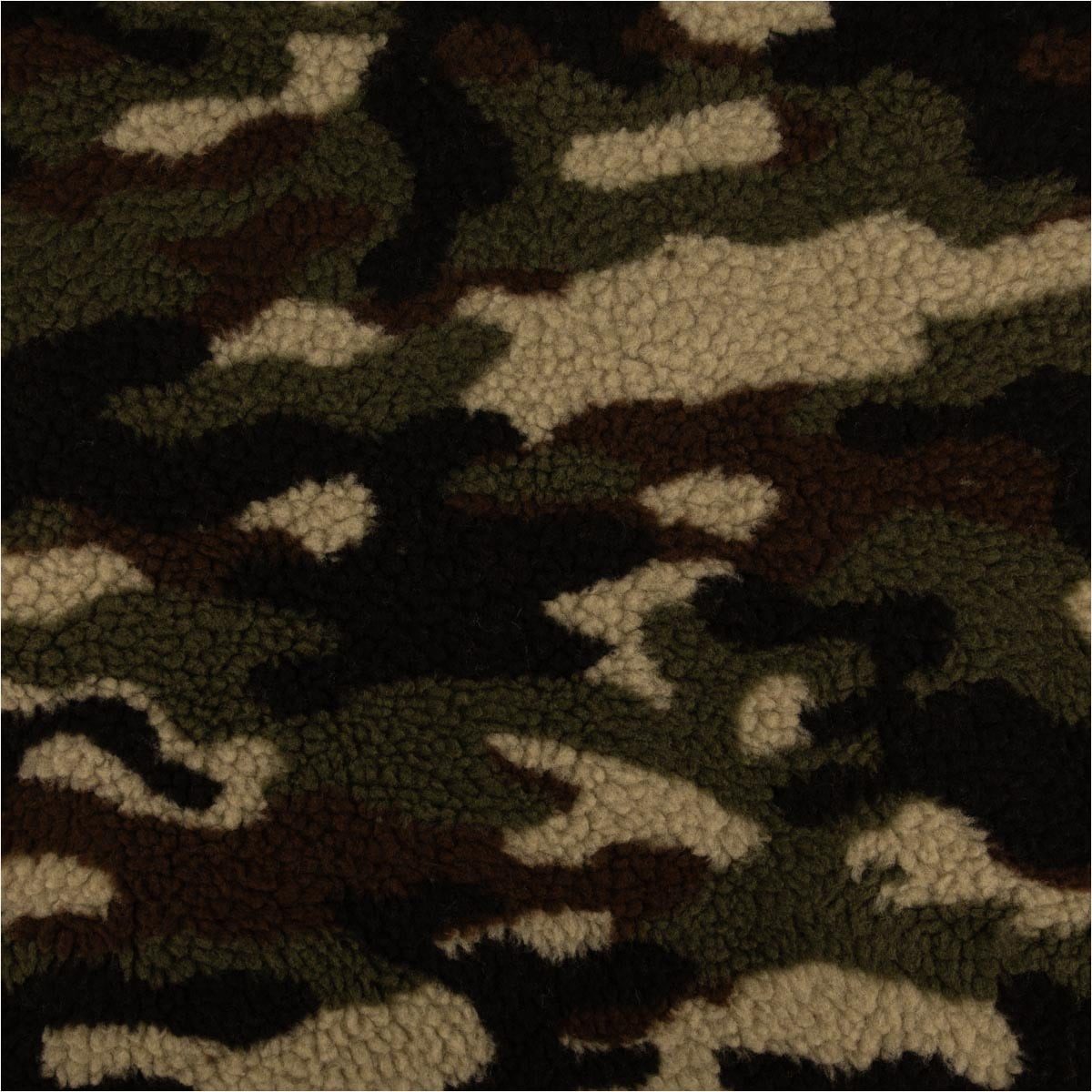 SCHÖNER LEBEN. Stoff Teddystoff Bouclé Camouflage grün weiche, wärmende Meterware 150 cm, pflegeleicht