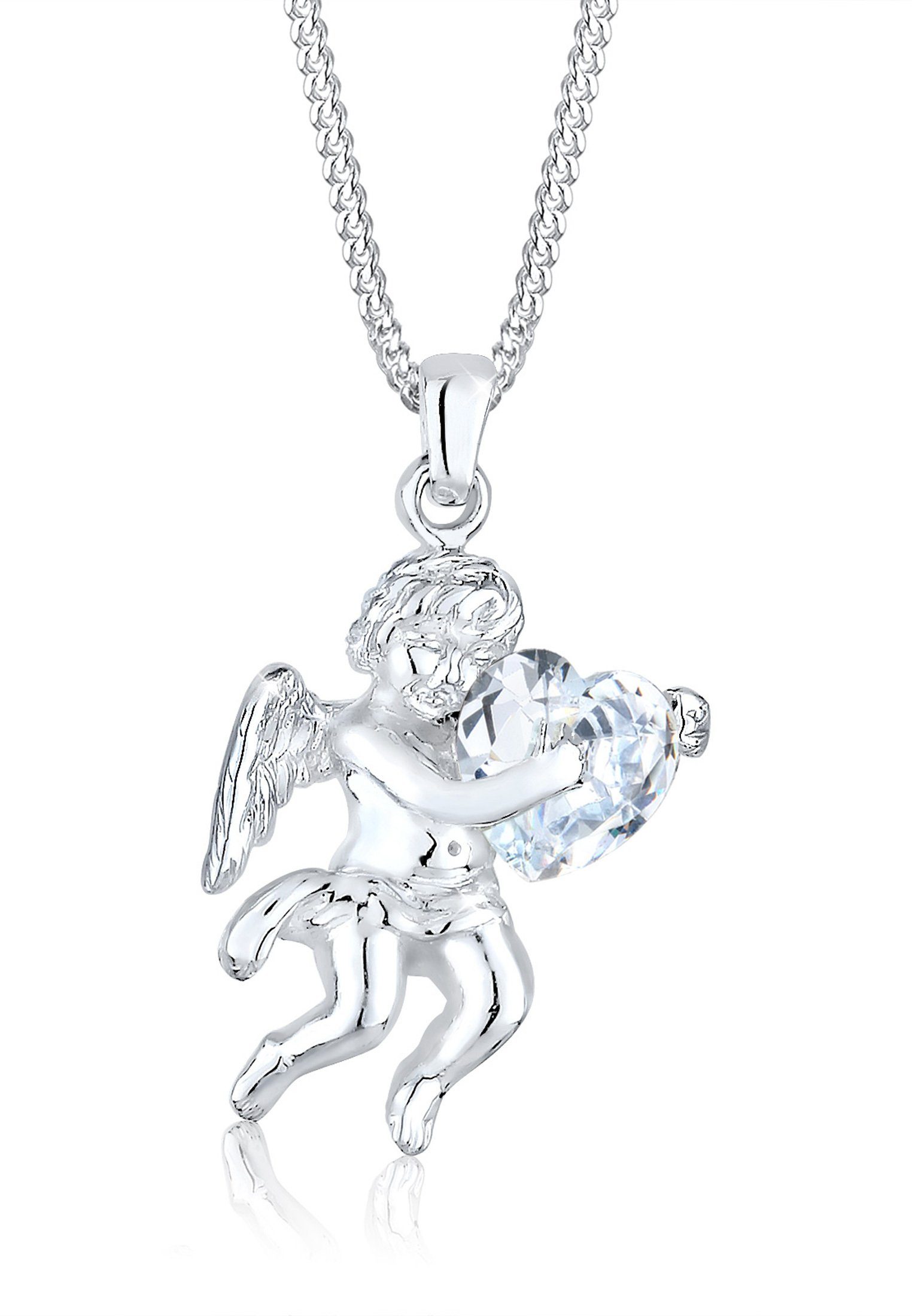 Elli Collierkettchen Engel Herz Zirkonia Weiß 925 Sterling Silber