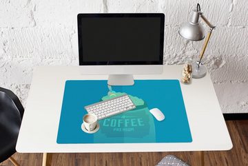 MuchoWow Gaming Mauspad Kaffee - Bohnen - Zitate - Kaffeeprämie (1-St), Büro für Tastatur und Maus, Mousepad Gaming, 90x60 cm, XXL, Großes