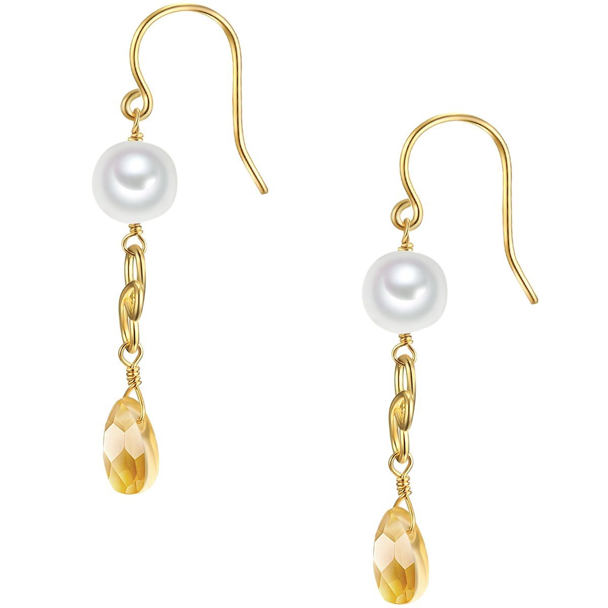 Valero Pearls Paar mit gelbgold, Süßwasser-Zuchtperlen Ohrhänger