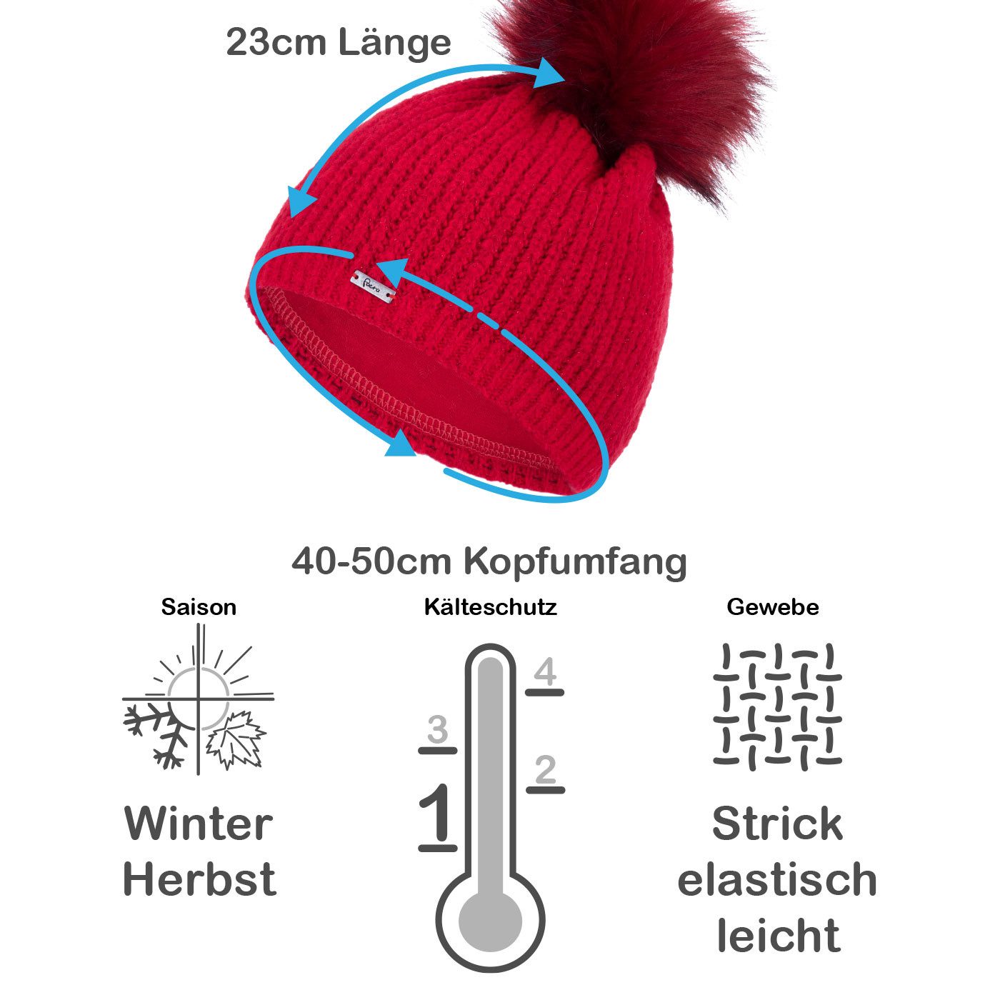 Faera Bommelmütze (1-St) Damen Bommelmütze Wintermütze gefüttert leichter Glitzer Fleecefutter