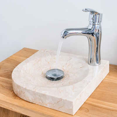 wohnfreuden Aufsatzwaschbecken »Marmor Waschbecken SAMBA 30 cm creme rund« (Kein Set), 7_913