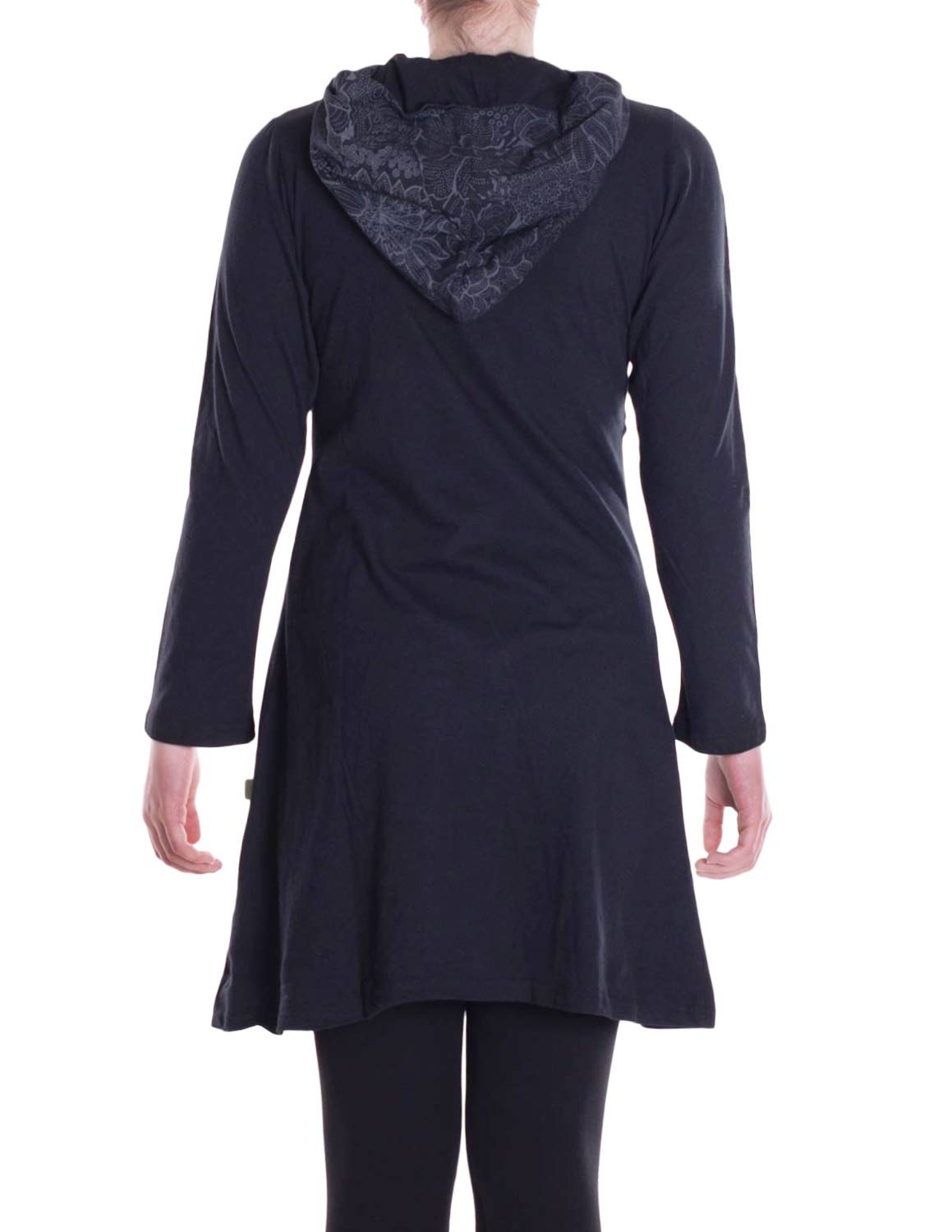 Vishes Tunikakleid Damen Spitzen-Kleid Blumen-kleid Lang-arm Rundhals Kapuzenkleid Hippie, Ethno, Alternative Bekleidung