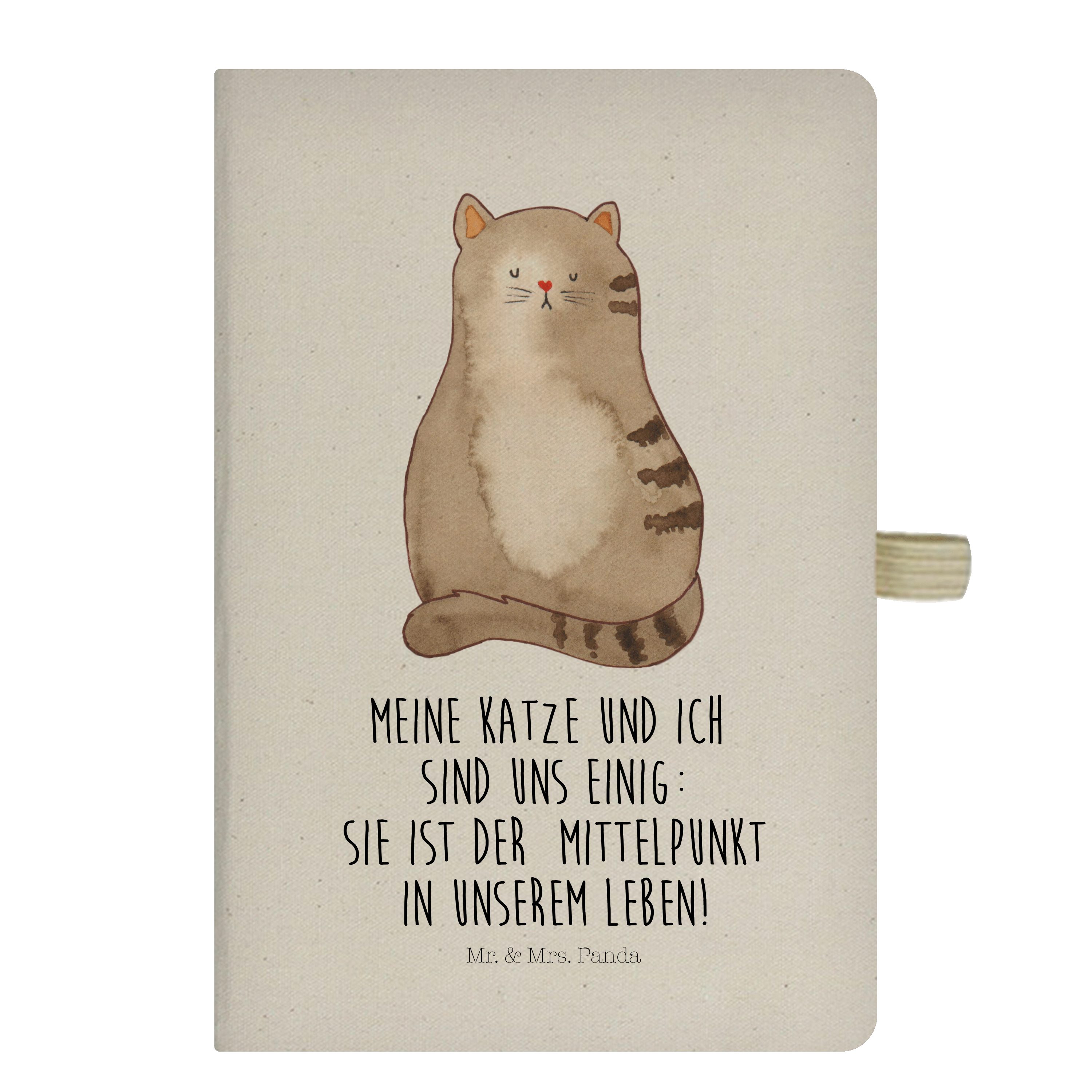 Mr. & Mrs. Panda Notizbuch Katze sitzend - Transparent - Geschenk, Notizblock, Notizheft, Kater, Mr. & Mrs. Panda