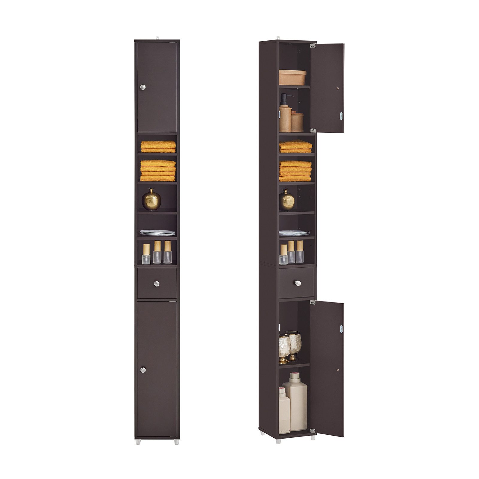 SoBuy Hochschrank Schmal Badschrank mit Verstellbaren Ablagen Badregal BZR3 günstig online kaufen