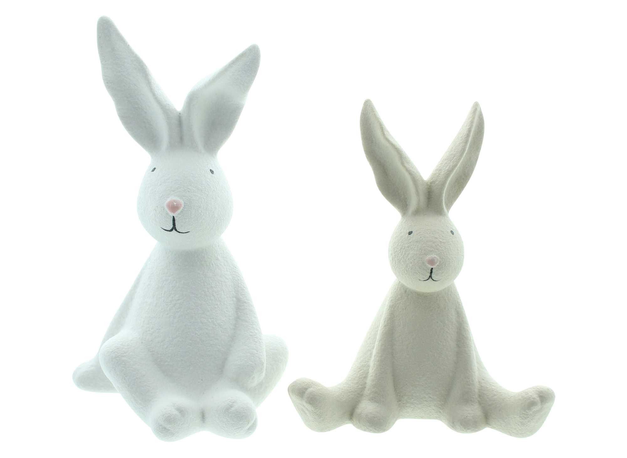 Dekofigur "Häschen" aus Porzellan in beige und weiß, Osterhase, Osterdeko
