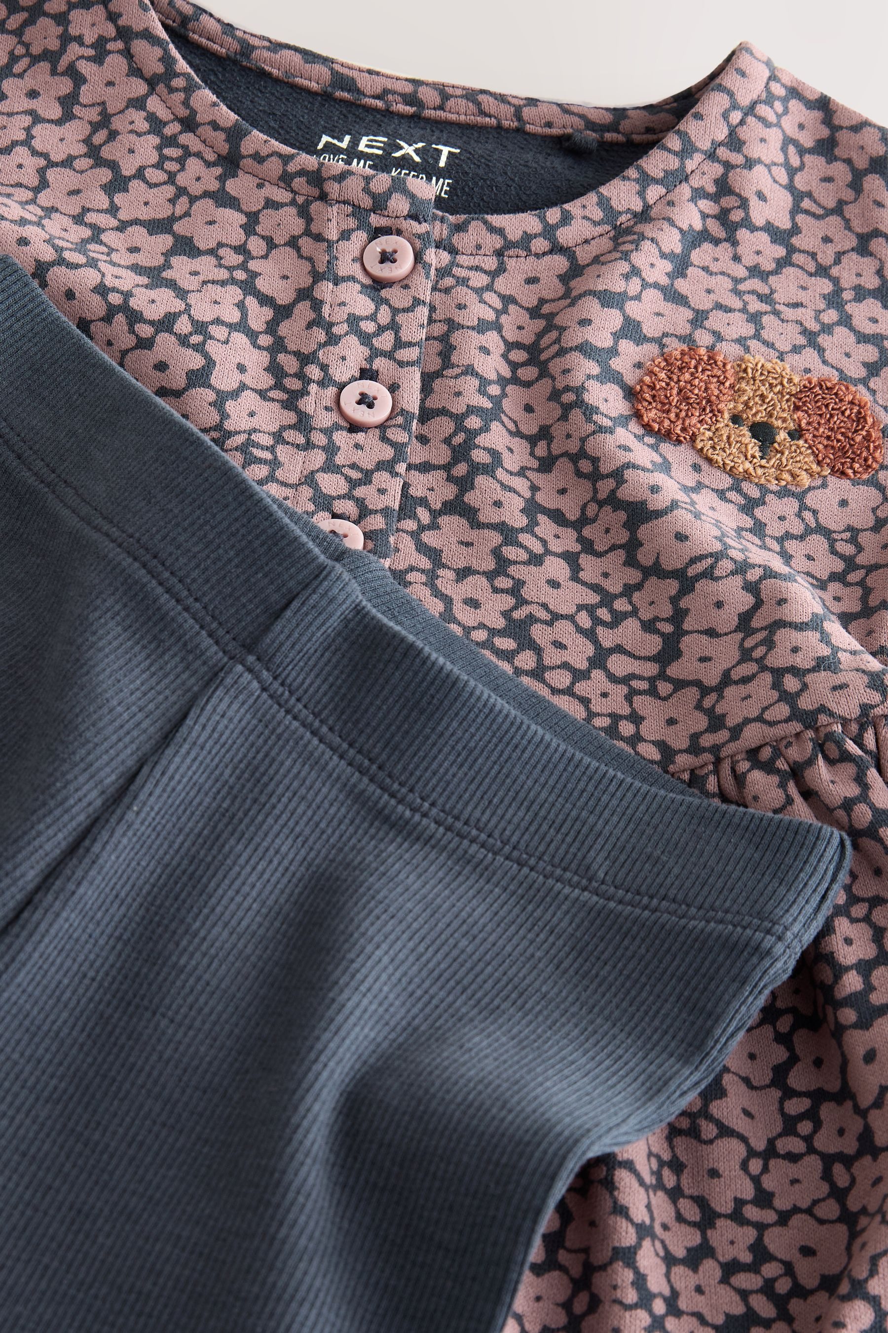 Next Langarmshirt & Leggings Schößchenoberteil und Schlagleggings im Set (2-tlg)