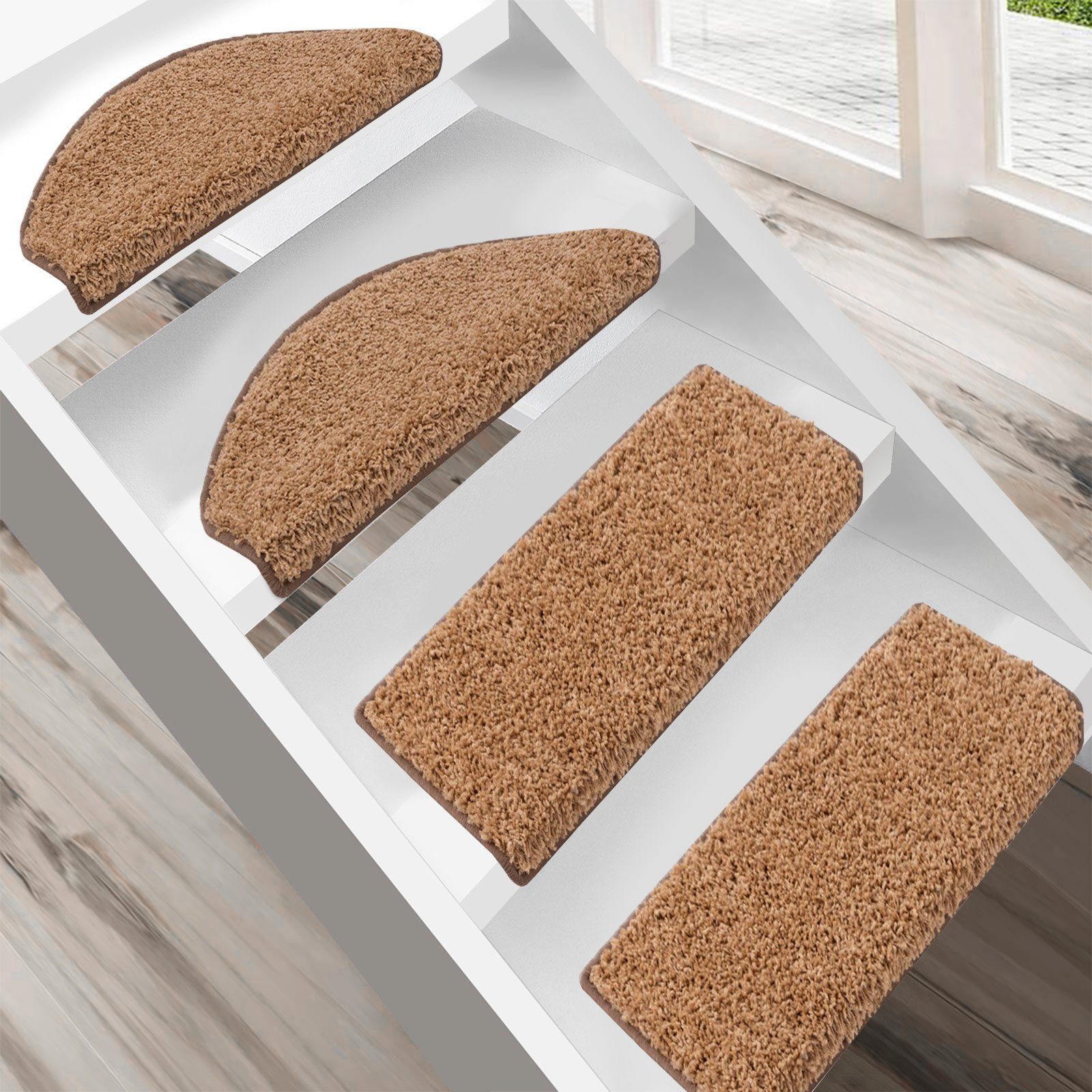 Floordirekt Stufenmatte Shaggy Barcelona mit Klebestreifen, Trittschalldämm günstig online kaufen