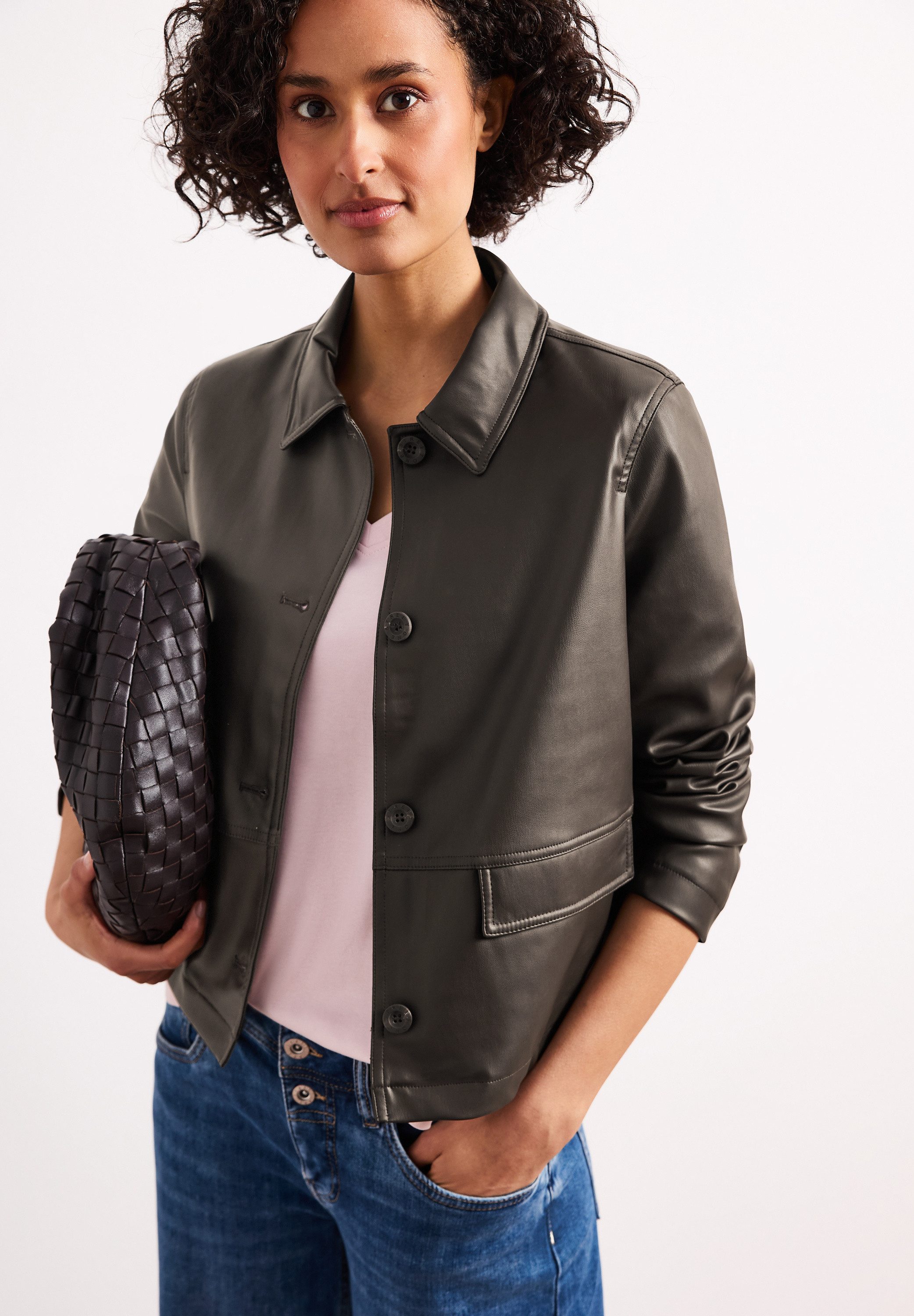 STREET ONE Blouson im Leder-Look mit Knöpfen