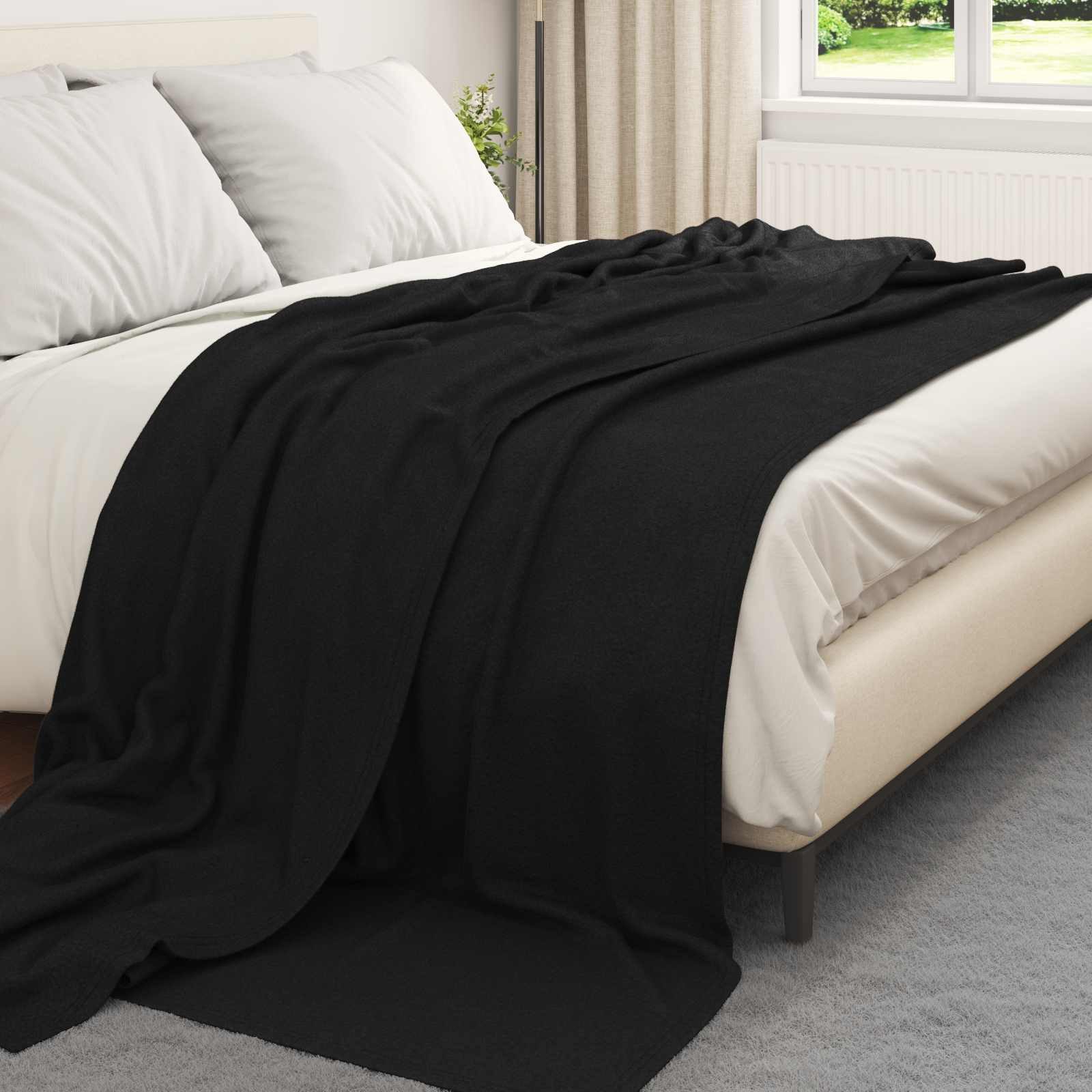 vidaXL Bettüberwurf Wohndecke Schwarz 240 x 220 cm 0.74 kg Fleece
