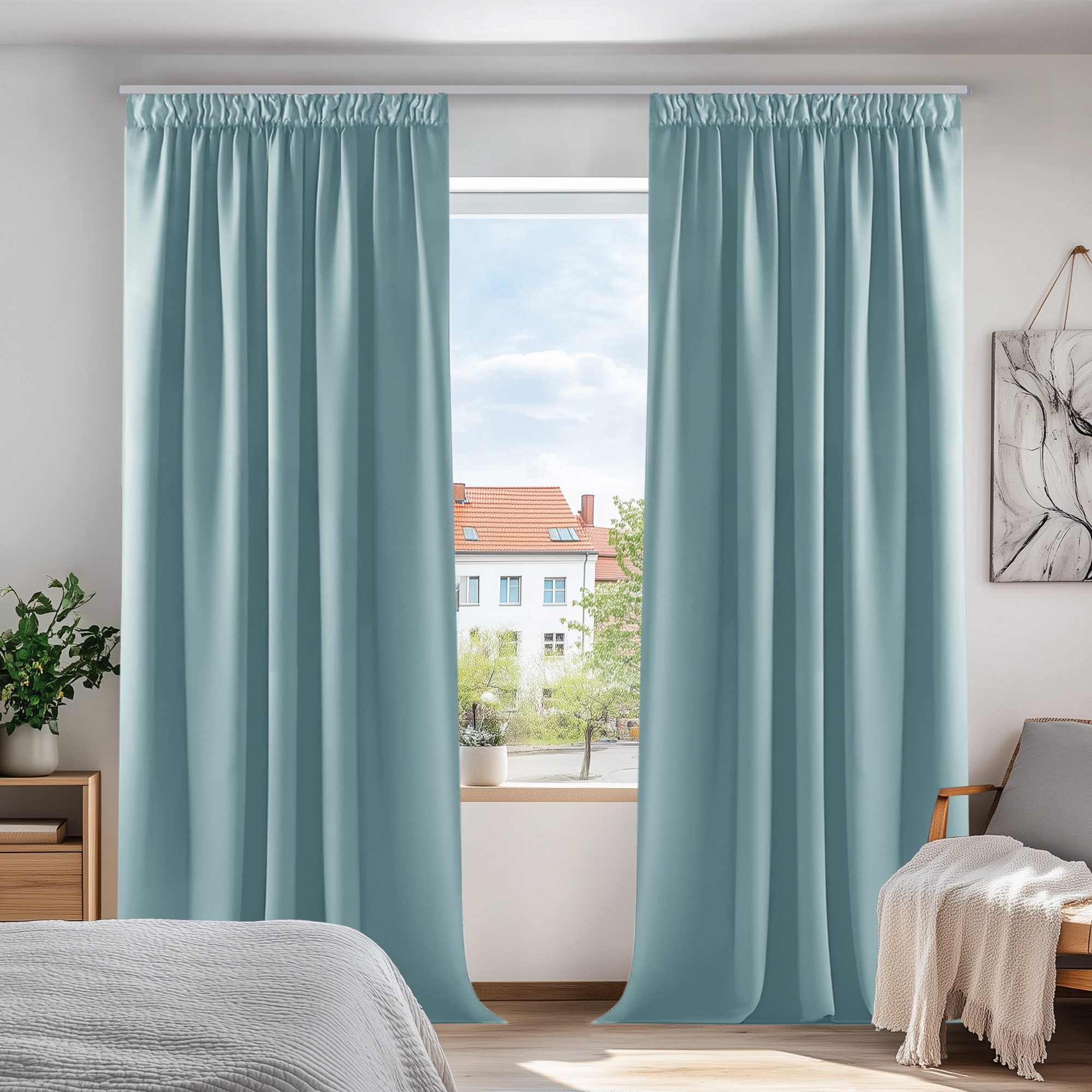 Deconovo Verdunkelungsvorhang Gardinen mit Kräuselband Blickdicht günstig online kaufen