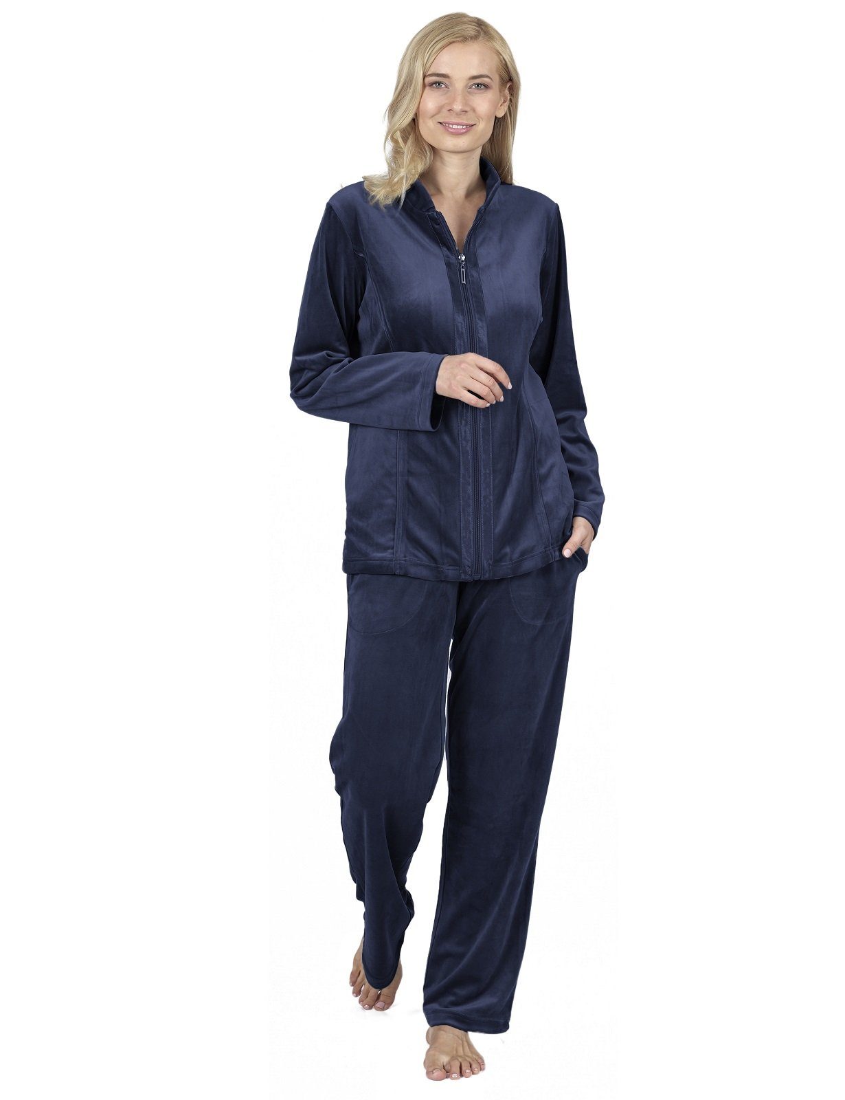 RAIKOU Hausanzug Damen Nicki Hausanzug Homewear Freizeitanzug mit Reißverschluss Paillettenreihen
