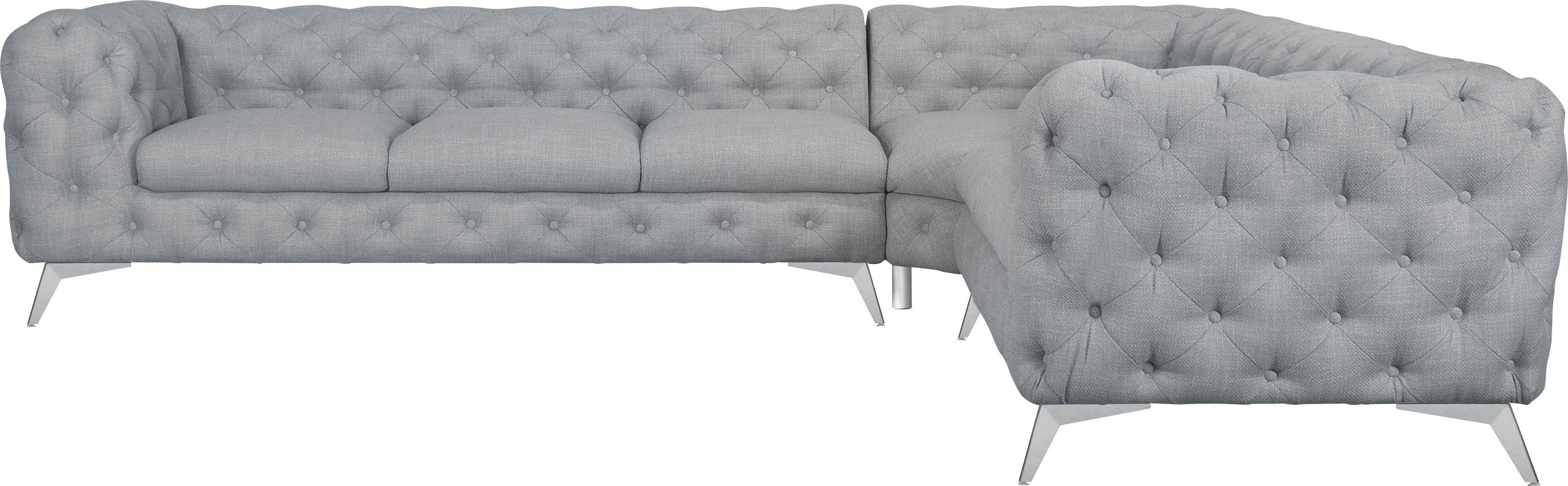 Leonique Chesterfield-Sofa "Ecksofa GLYNIS L-Form mit Wellenunterfederung, günstig online kaufen