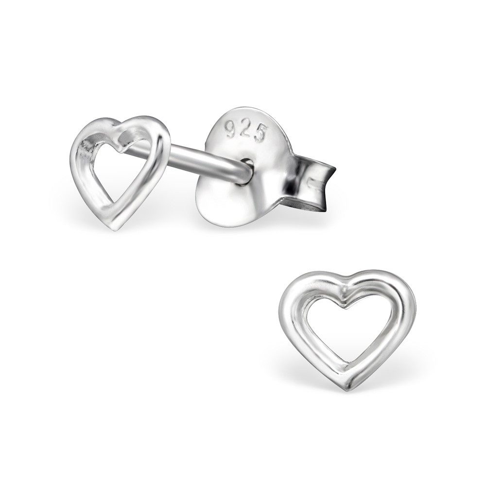 Ohrring-Set Ohrstecker offenes Herz aus 925 Silber Damen