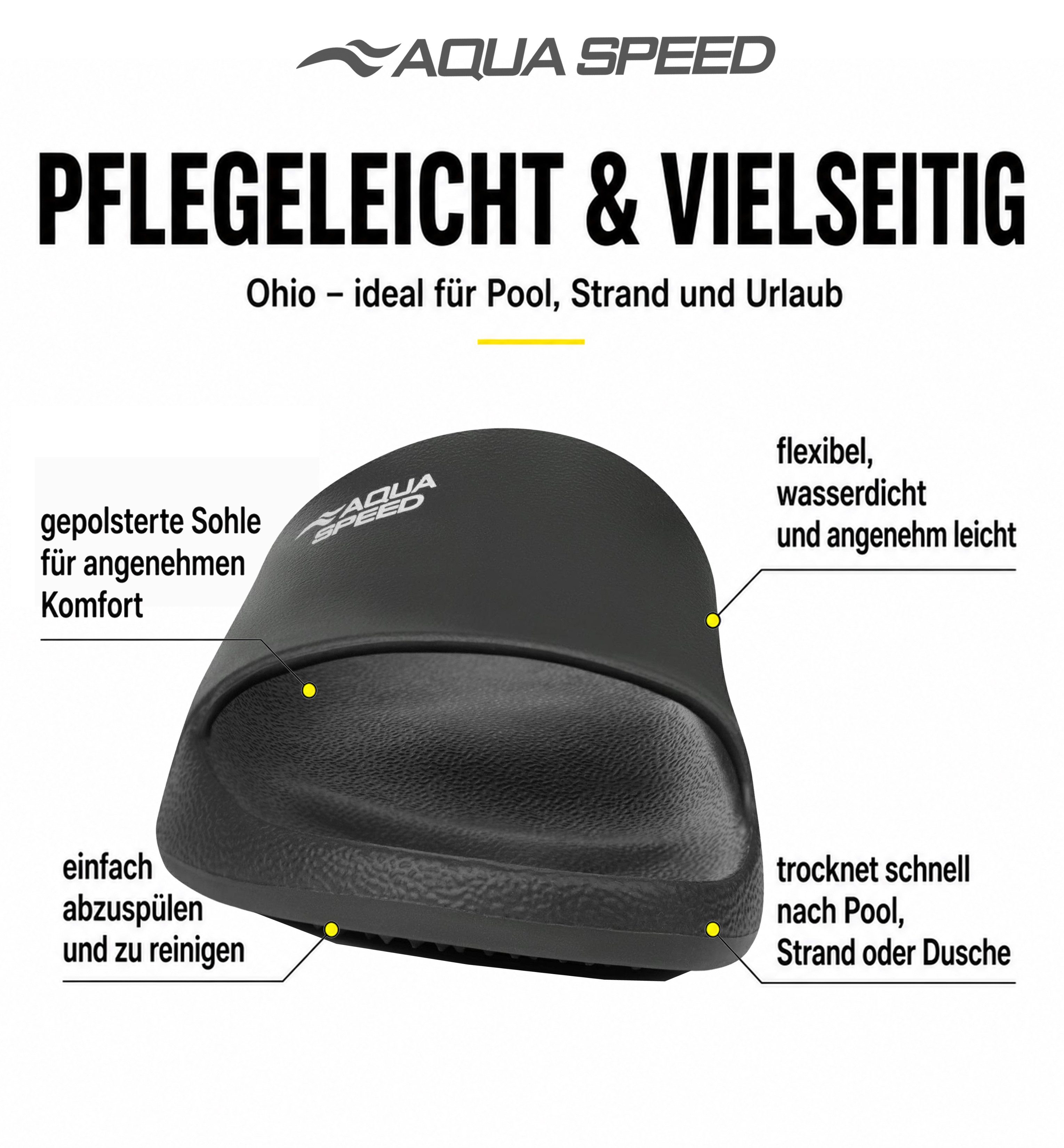 Aqua Speed OHIO Badelatschen + kl. Fasertuch Duschsandalen Badeschlappen Badepantolette
