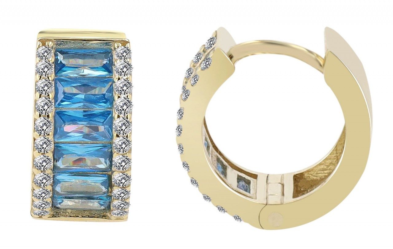 Paar Creolen Damen Creolen aus Gold 333 und Zirkonia Ø 9.5 mm - Ø 9.5 mm