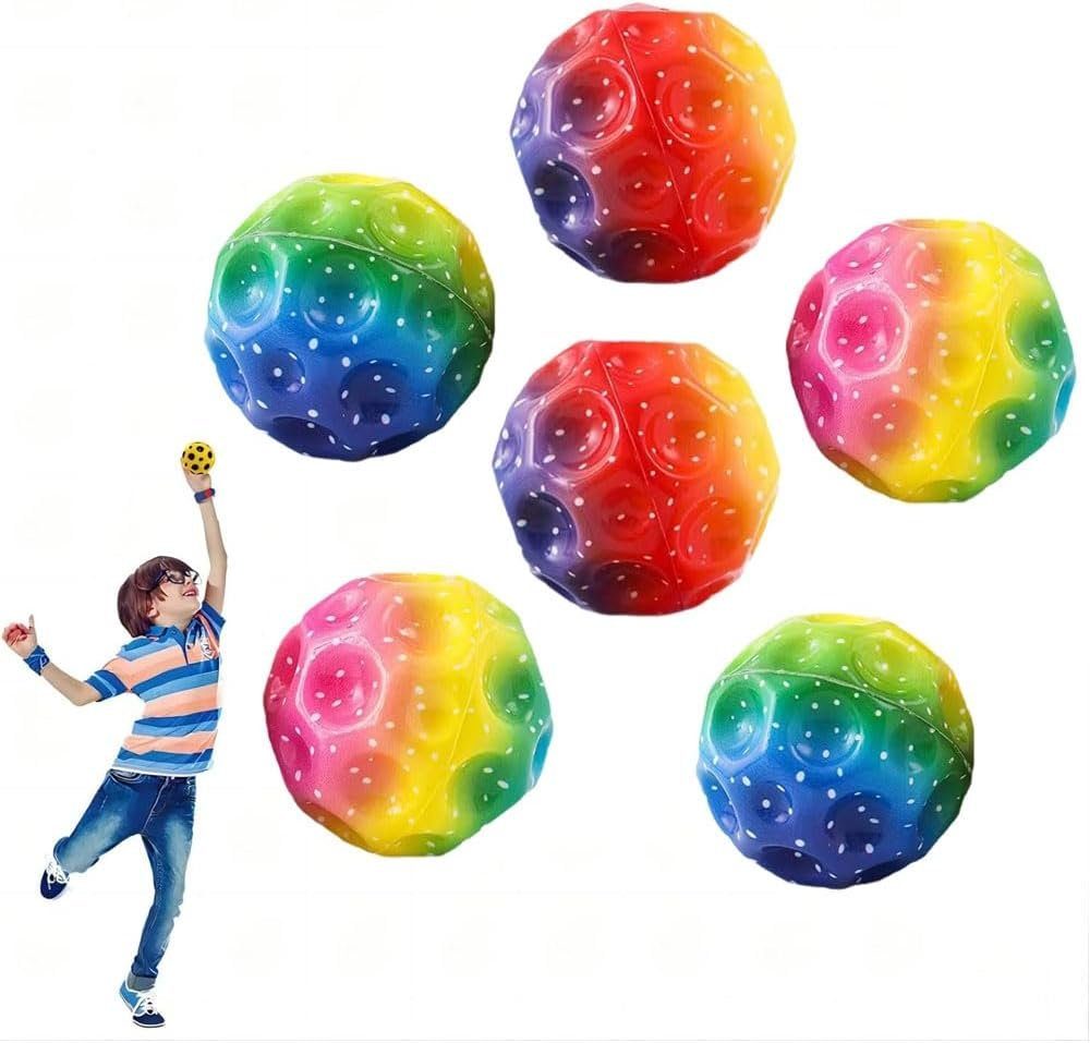 SOTOR Spielball Jump Ball Rainbow,Spaceball Moon Ball,Moon Ball Rainbow (Weltraumball Himmlischer Sprungball, Hüpfball, Hohe Springender Gummiball,Super High Bounce Space Ball), Jumping Ball Bounce Ball,Jumping Ball Moon für Kinder Geschenk