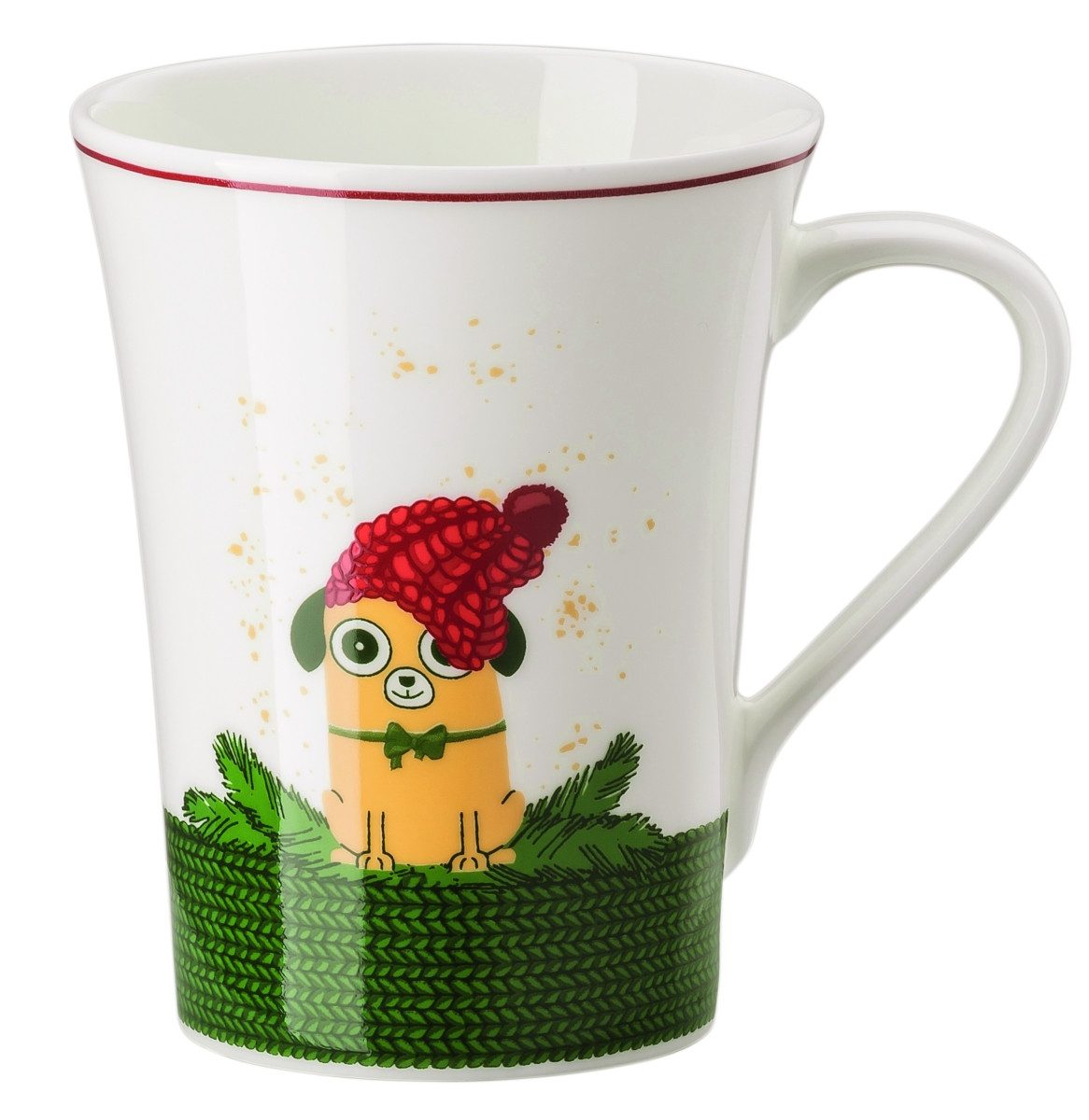 Hutschenreuther Becher Nora Weihnachtszeit Hund Becher mit Henkel 0,4 l, Porzellan