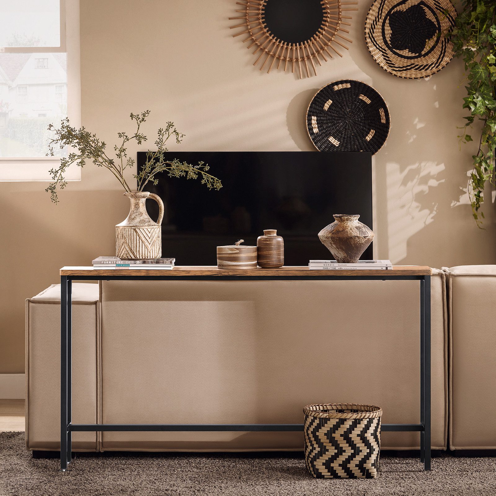 SoBuy Konsolentisch FSB19, Konsolentisch schmal, Sofatisch, Wohnzimmer Flur Büro, Konsolentisch Flurtisch Sideboard Beistelltisch Vintage