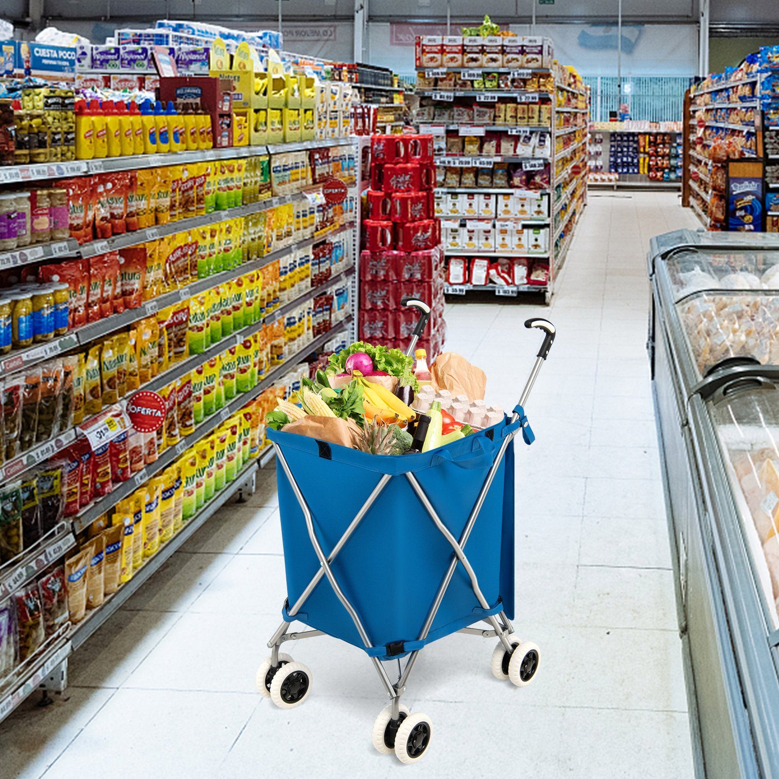 COSTWAY Einkaufstrolley, 90 l, bis 55 günstig online kaufen