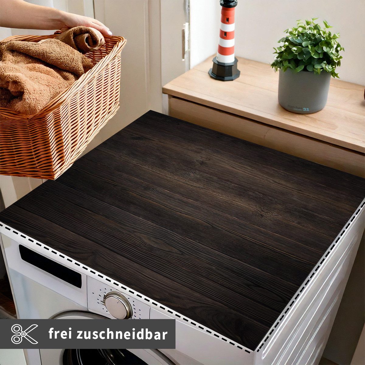Tabletop Antirutschmatte Waschmaschinen-Auflage dunkle Holz-Optik rutschfest, waschbar, 1-St., Textil-Finish Gummi-Matte als Trockner Waschmaschinen-Unterlage – Bild 3 von 5