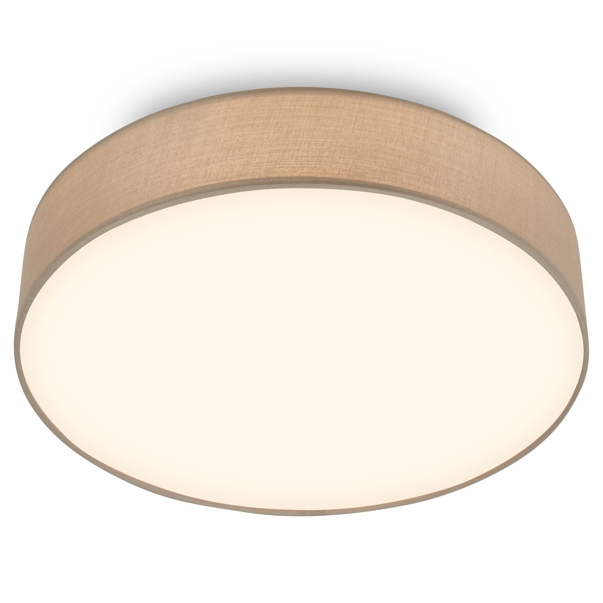 Briloner Leuchten LED Deckenleuchte Stoff-Deckenlampe Textillampe Stoffschirm Wohnzimmer Schlafzimmer, LED fest integriert, 3000K, 30/38x10,5 cm, Wohnzimmer, Schlafzimmer, Flur, Küche