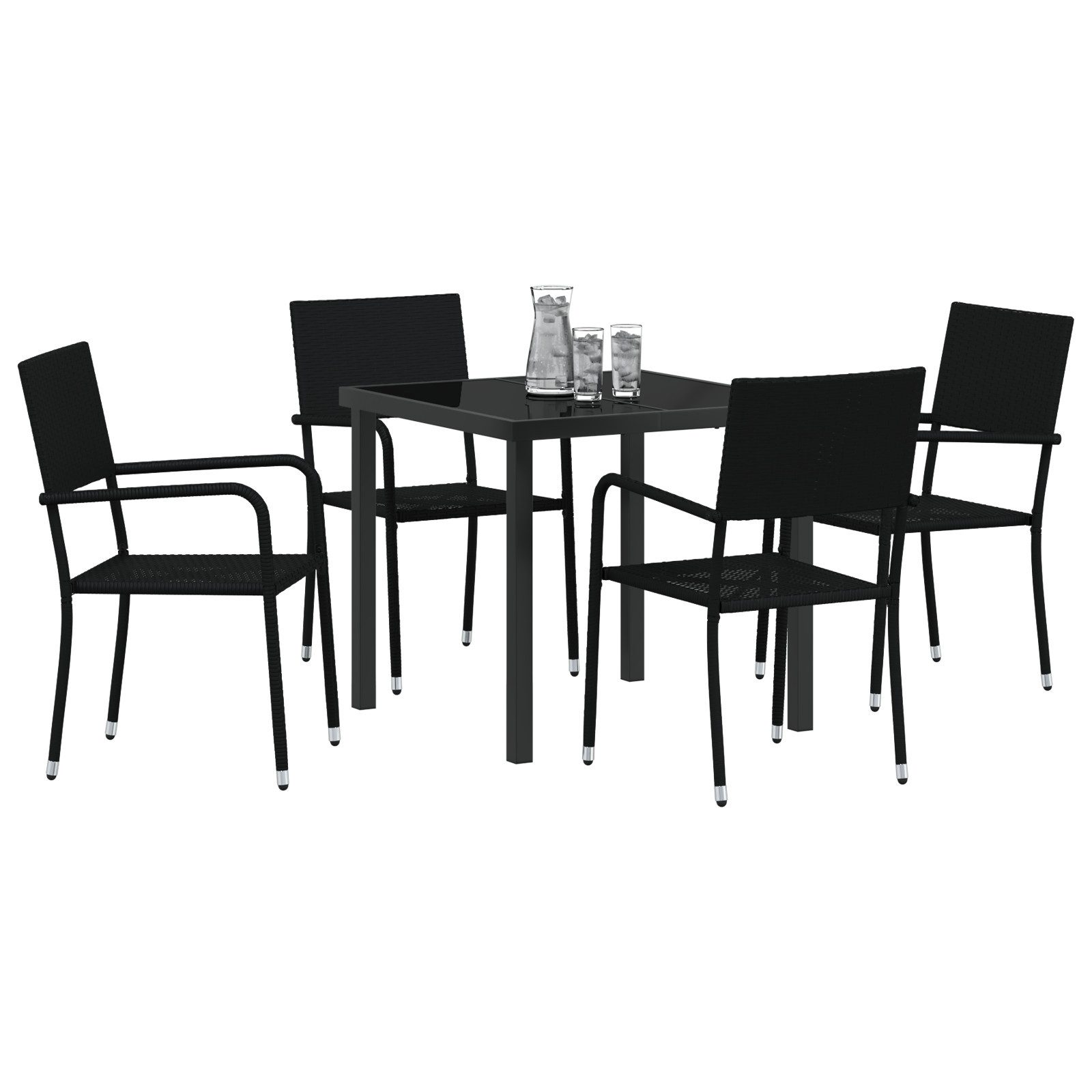vidaXL Gartenstuhl 5-teiliges Garten Essset Schwarz günstig online kaufen