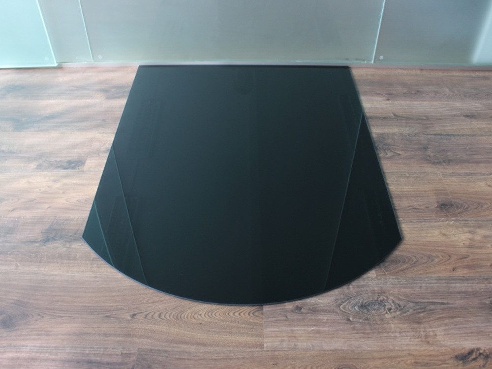 ECOfoxx Bodenschutzplatte Segmentbogen 100x120cm schwarz - Funkenschutzplatte Kaminbodenplatte, Form: Segmentbogen / Bogen, ohne Silikondichtung, Glas schwarz 1000x1200mm