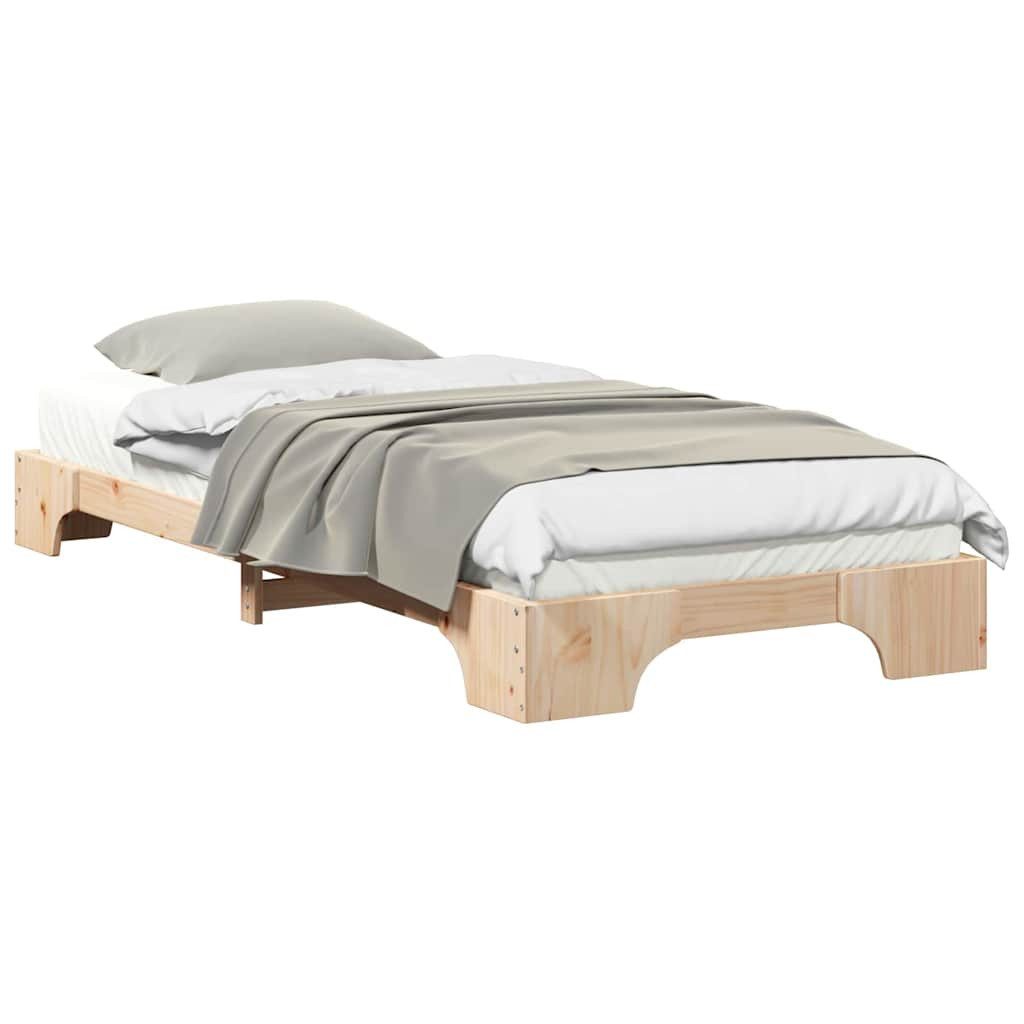 vidaXL Bett Bettrahmen Braun 80 x 210 cm Massives Kiefernholz (1-tlg) günstig online kaufen