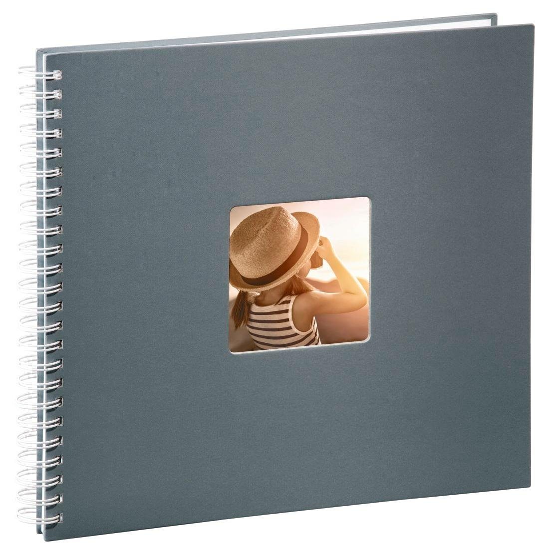 Hama Fotoalbum Spiralalbum 36 x 32 cm, 50 weiße Seiten, Fotoalbum, grau