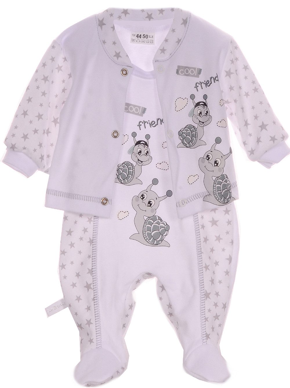 La Bortini Strampler Baby Stramplerhose Hemdchen Set 2Tlg Anzug mit Sternchen aus reiner Baumwolle, 44 50 56 62 68 74