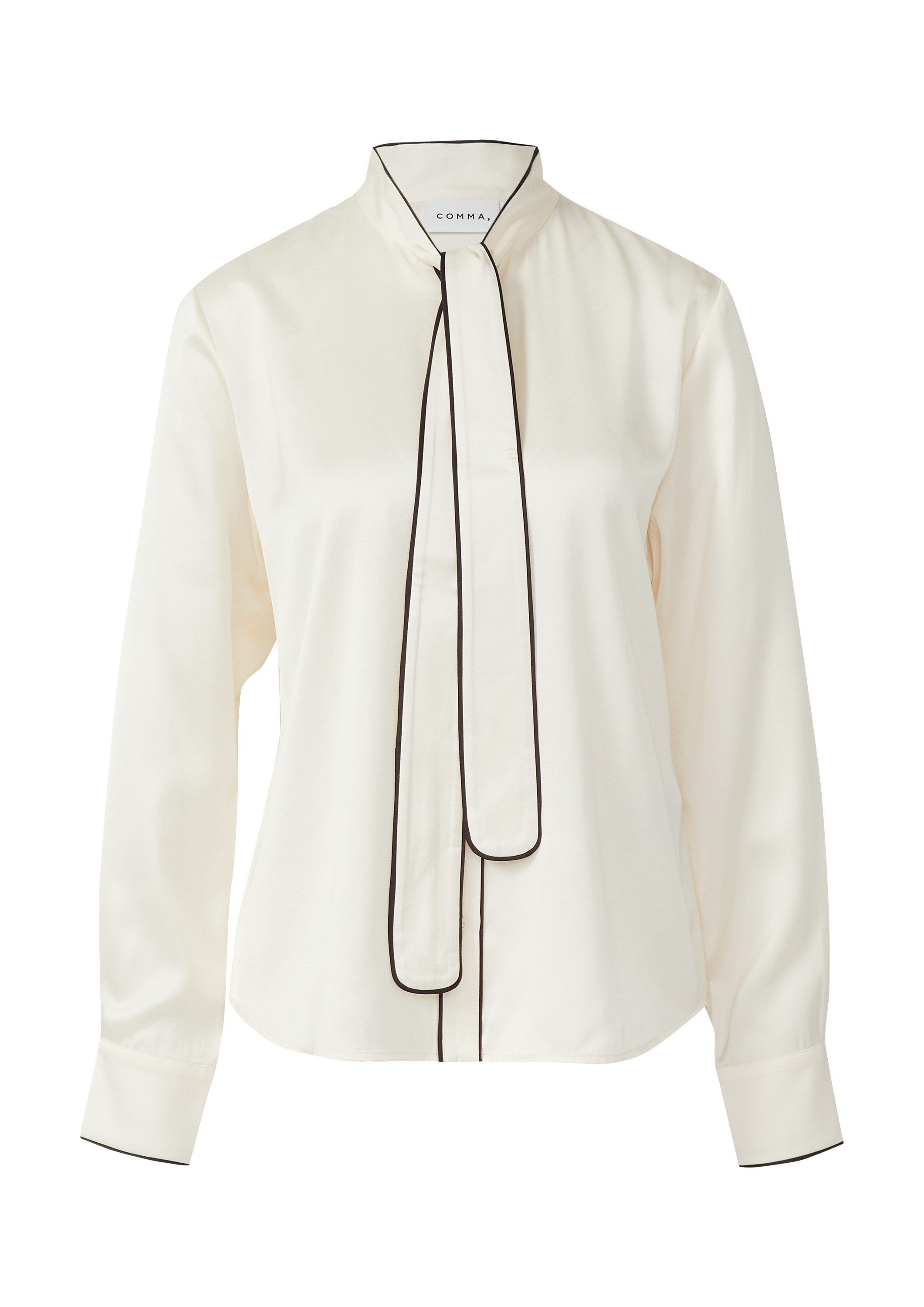comma Langarmbluse Bluse Satinbluse mit Schluppenkragen