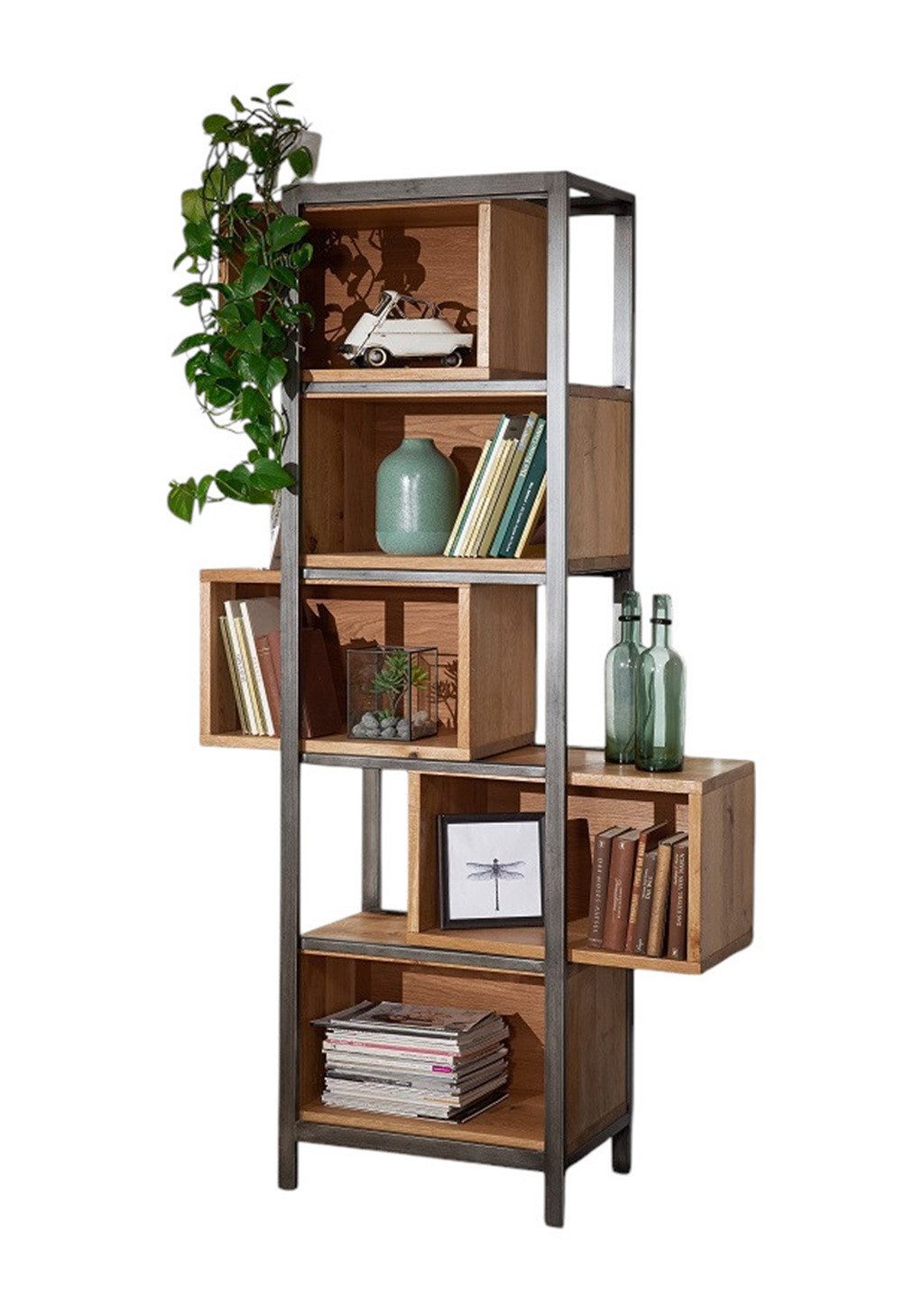 Main Möbel Standregal Standregal 61cm 'Taipeh' Eiche & Metall gebürstet